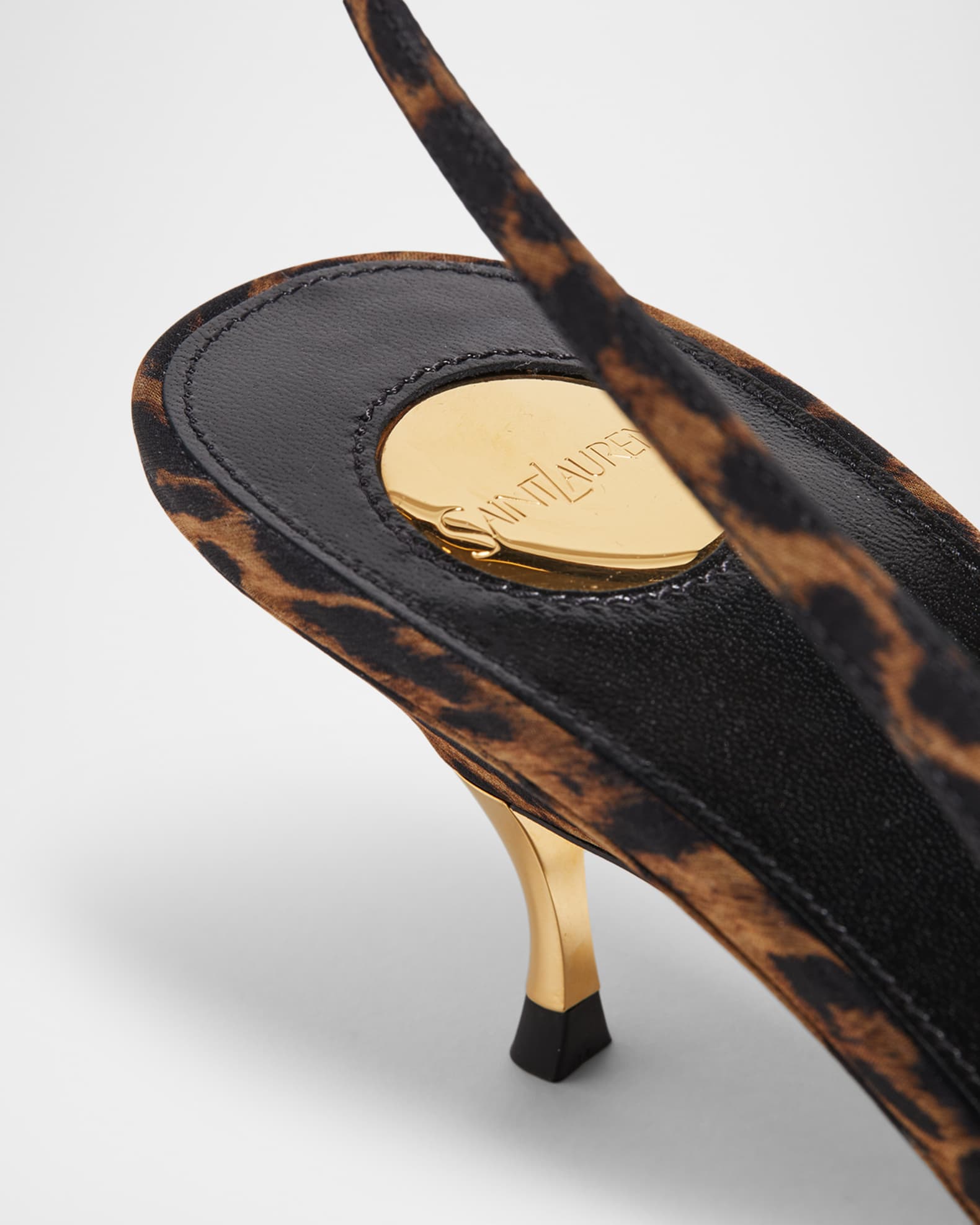 Saint Laurent Dakota Rose Leopard Satin Slingback Pumps Neiman