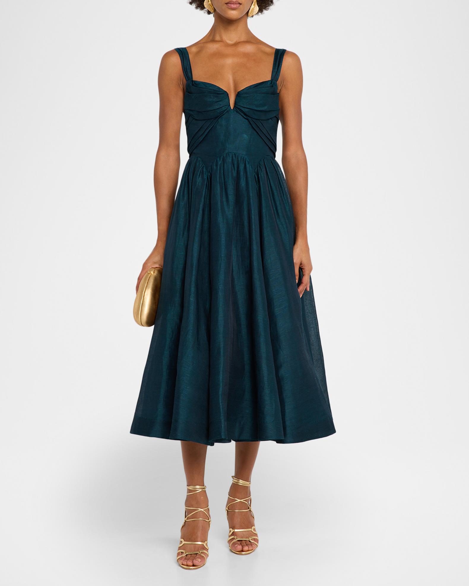 zimmermann golden pleated slip midi-dress Zimmermann Golden Pleated Midi Dress Pink Rose Size 1