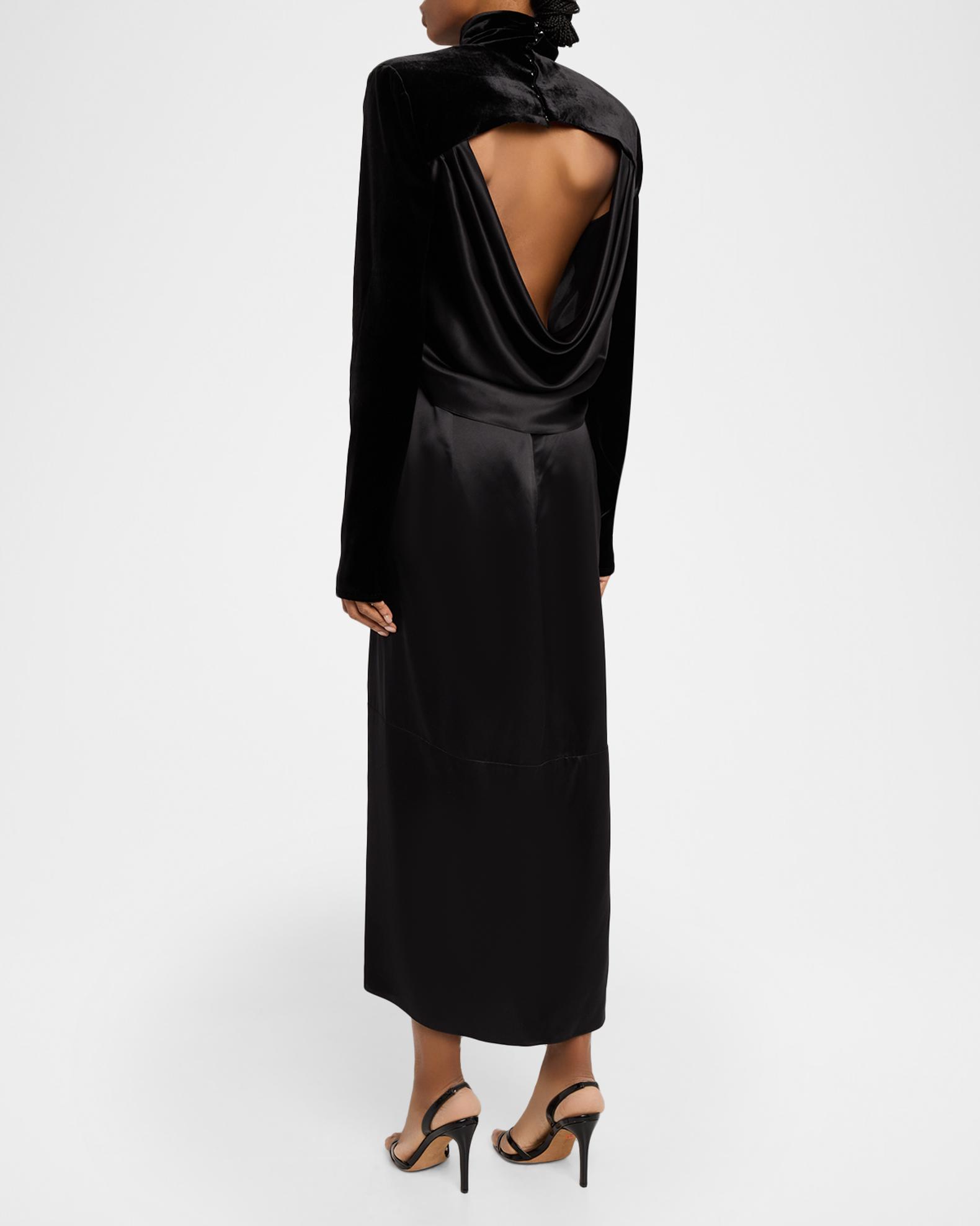 Lanvin Benitier Open-Back Velvet Maxi Dress | Neiman Marcus