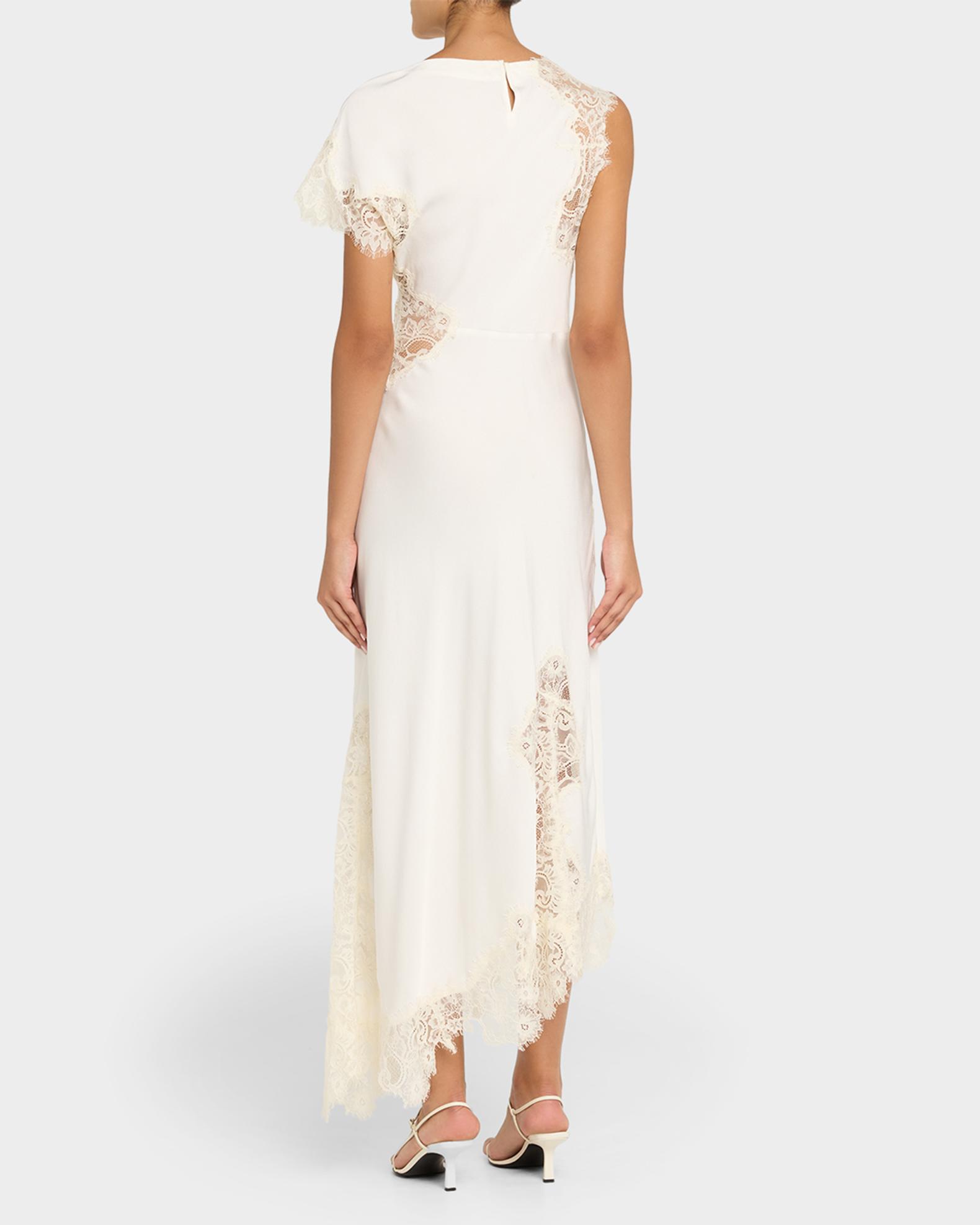 alc satin lace dress A.L.C. Alessia Textured Satin and Lace Maxi Dress in Creme, Size 8