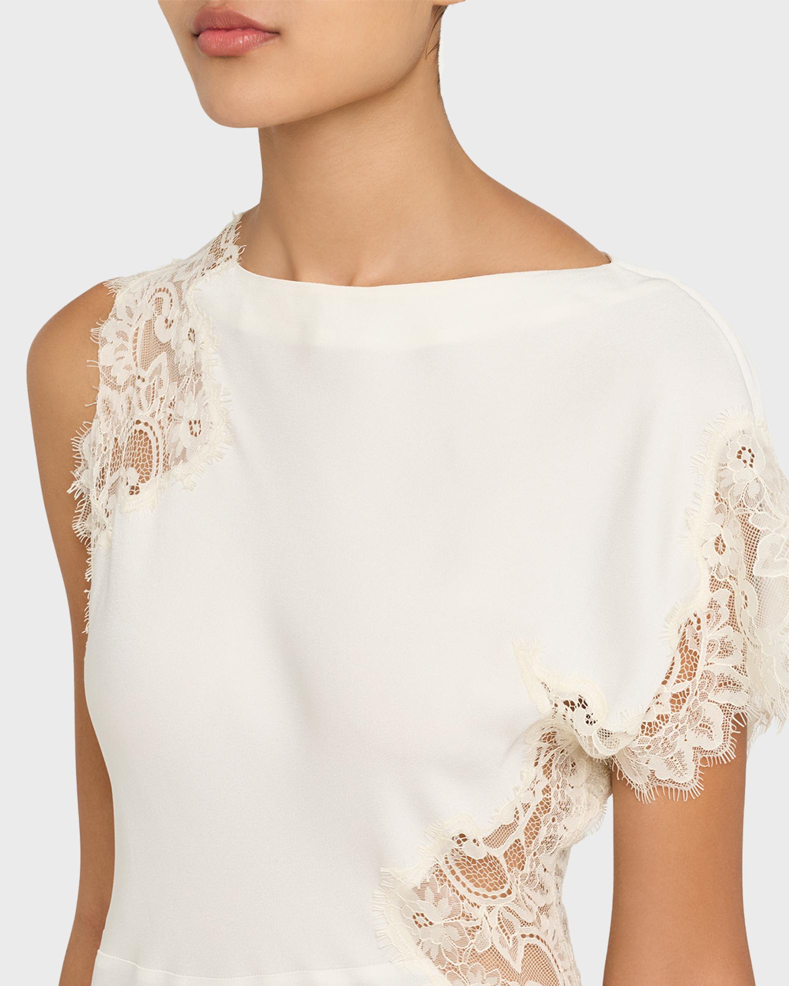 alessia lace trim satin maxi dress A.L.C. Alessia Lace-Trim Satin Maxi Dress