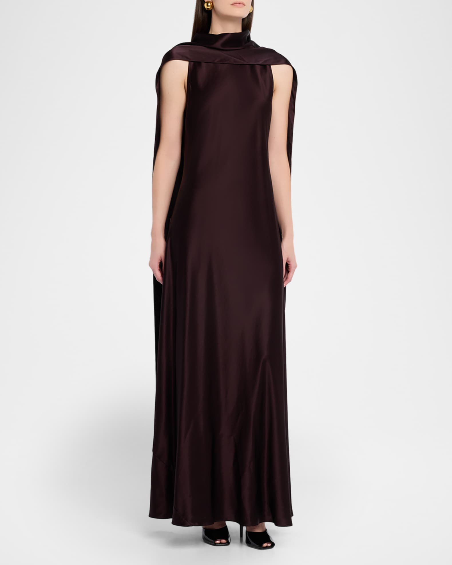 Reiss Fae Satin Cape Maxi Dress | Neiman Marcus