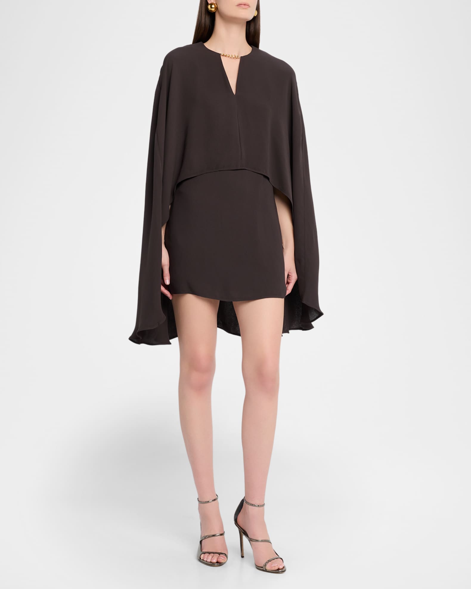 Reiss Cassidy Chain-Detail Cape Mini Dress - Grape