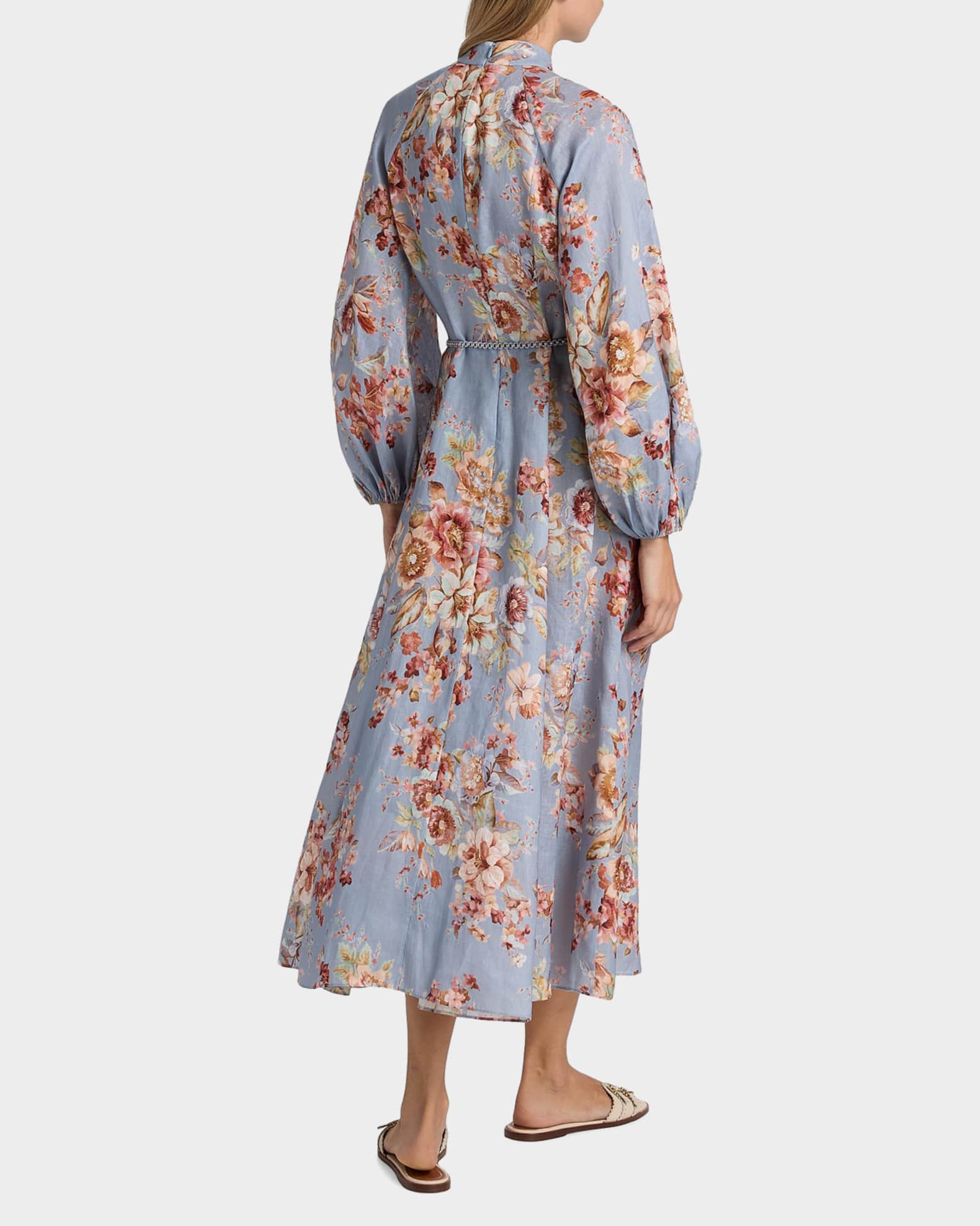 Zimmermann Awaken Billow Linen Midi-Dress | Neiman Marcus