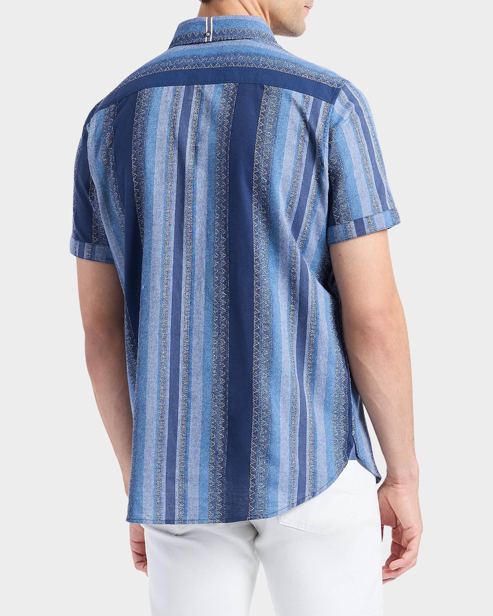 Ron Herman Denim Short Sleeve Shirt ダメージ Robert Graham Men's Pembroke Denim Stripe Short-Sleeve Shirt