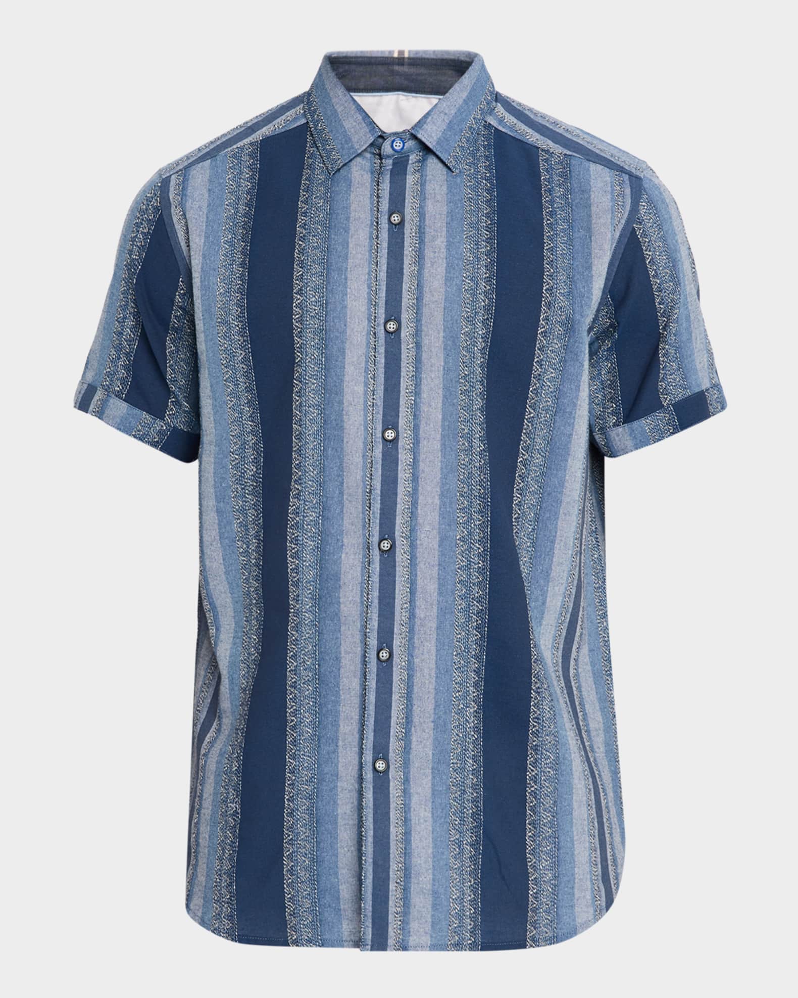 Robert Graham Men's Pembroke Denim Stripe Short-Sleeve Shirt