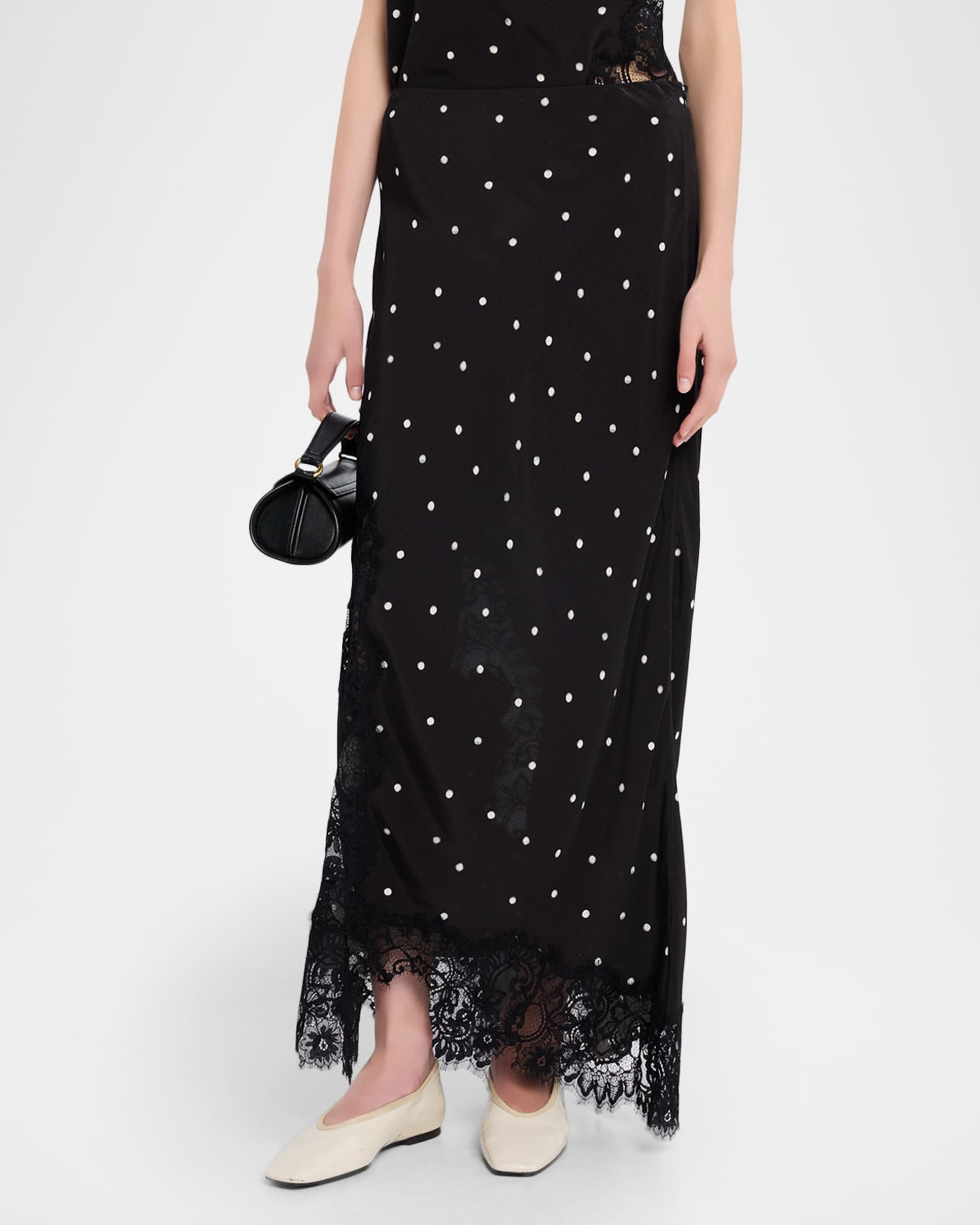 A.L.C. Olivia Polka-Dot Crepe and Lace Maxi Skirt | Neiman Marcus