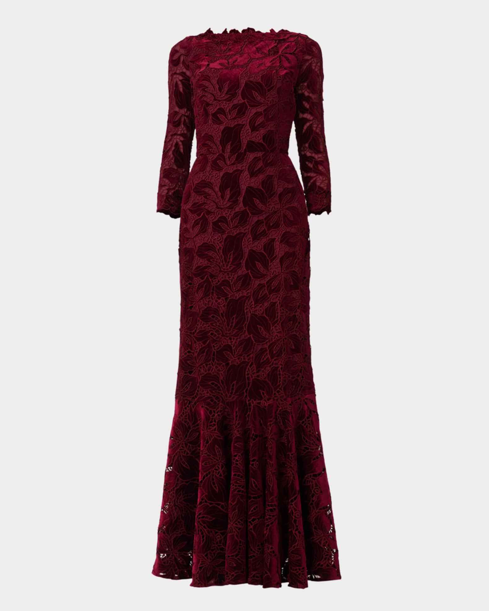 ⭐︎Jaさん専用⭐︎ SOUFFLE SLEEVE VELOUR DRESS Tadashi Shoji Velvet Long-Sleeve Midi-Dress | Saks Fifth Avenue