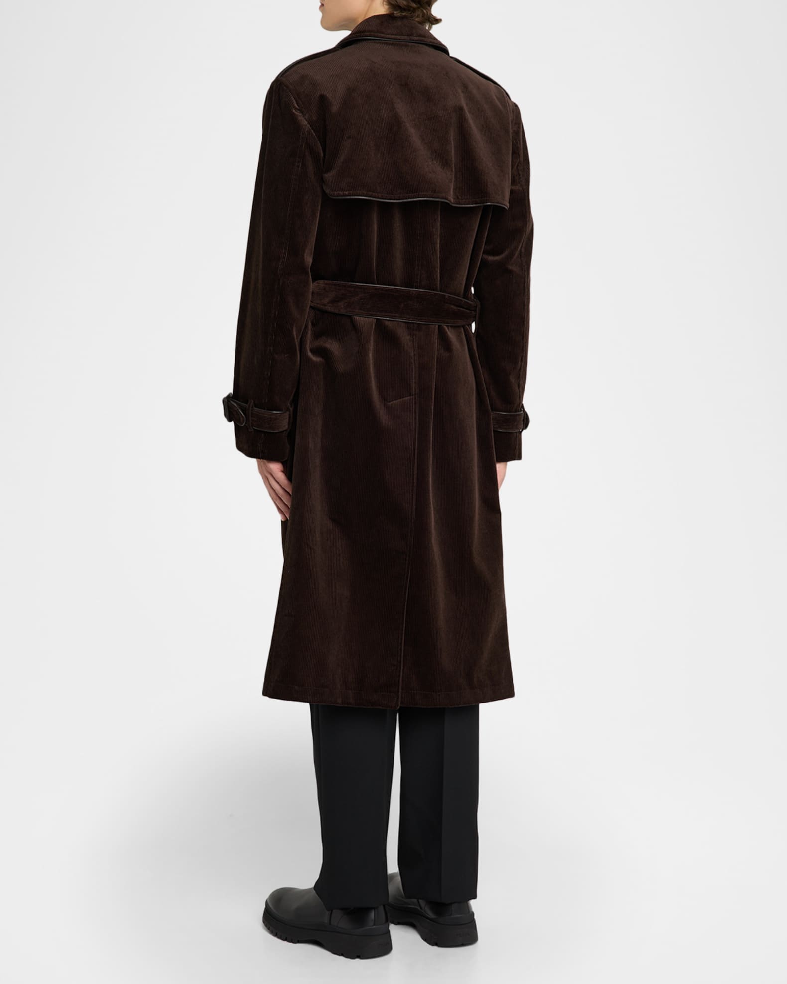 Burberry Men's Long Corduroy Trench Coat | Neiman Marcus