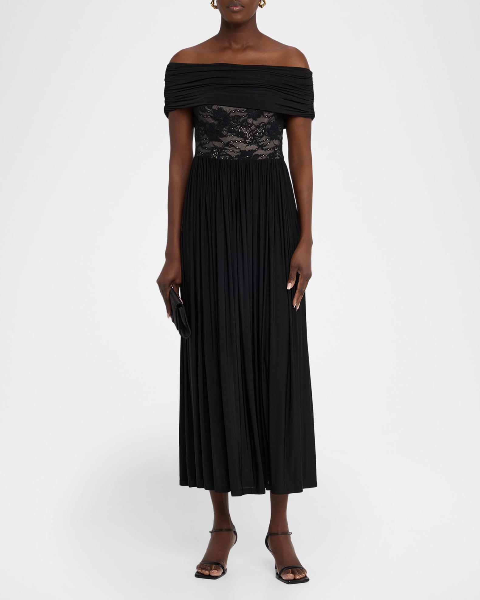 Zimmermann Rebellion Lace Off-Shoulder Dress, Black, Women's, 3