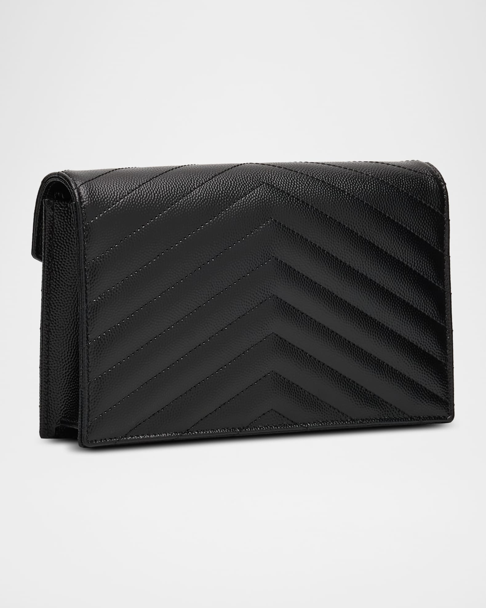 Small YSL Wallet on Chain in Grain Leather Neiman Marcus