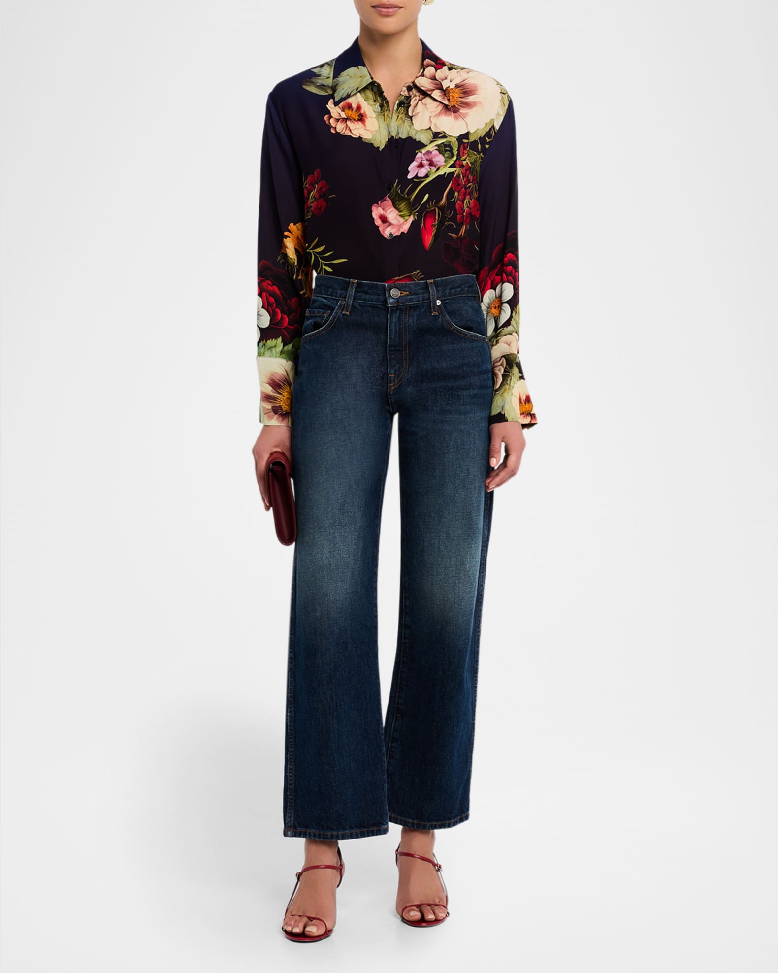 Alice + Olivia Magic Garden Gradient Finely Oversized Long-Sleeve