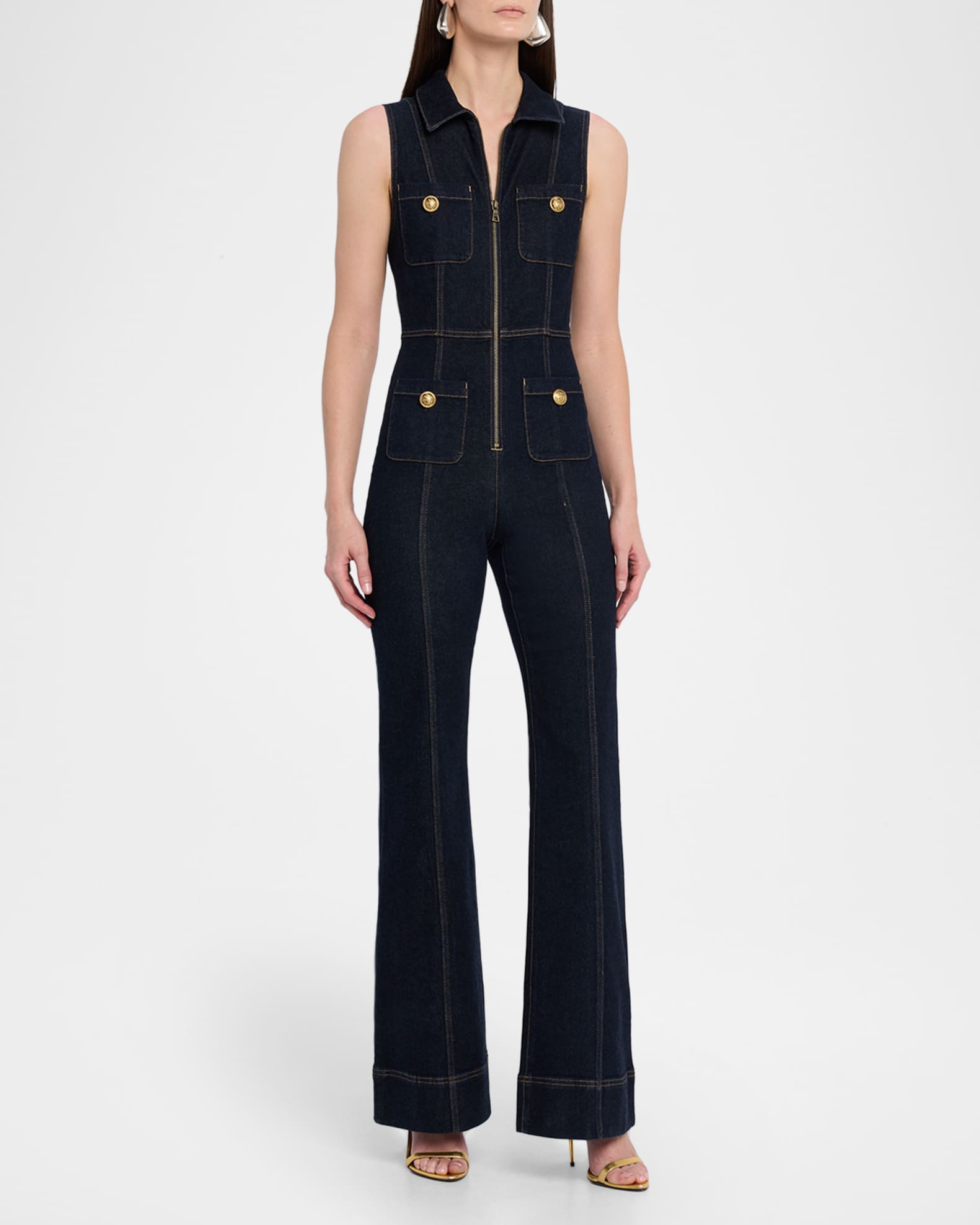 ALICE + OLIVIA デニムワンピース Alice + Olivia Rachel Sleeveless Denim Jumpsuit | Neiman Marcus