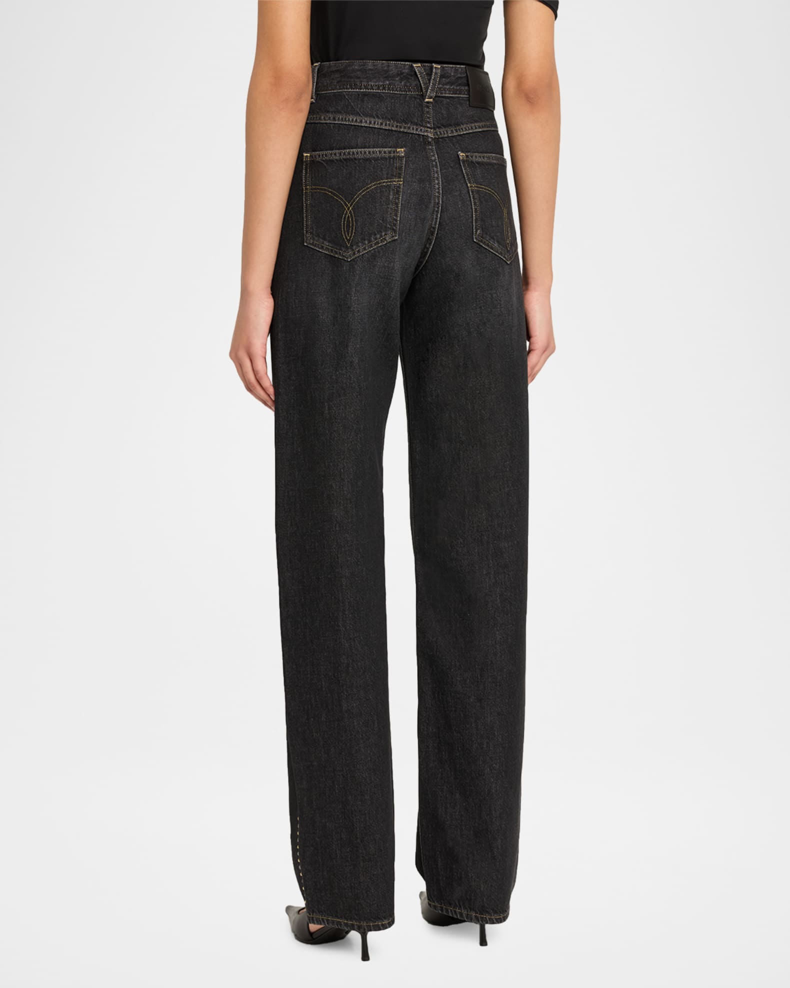 Versace Jeans Couture Embellished Straight-Leg Jeans | Neiman Marcus