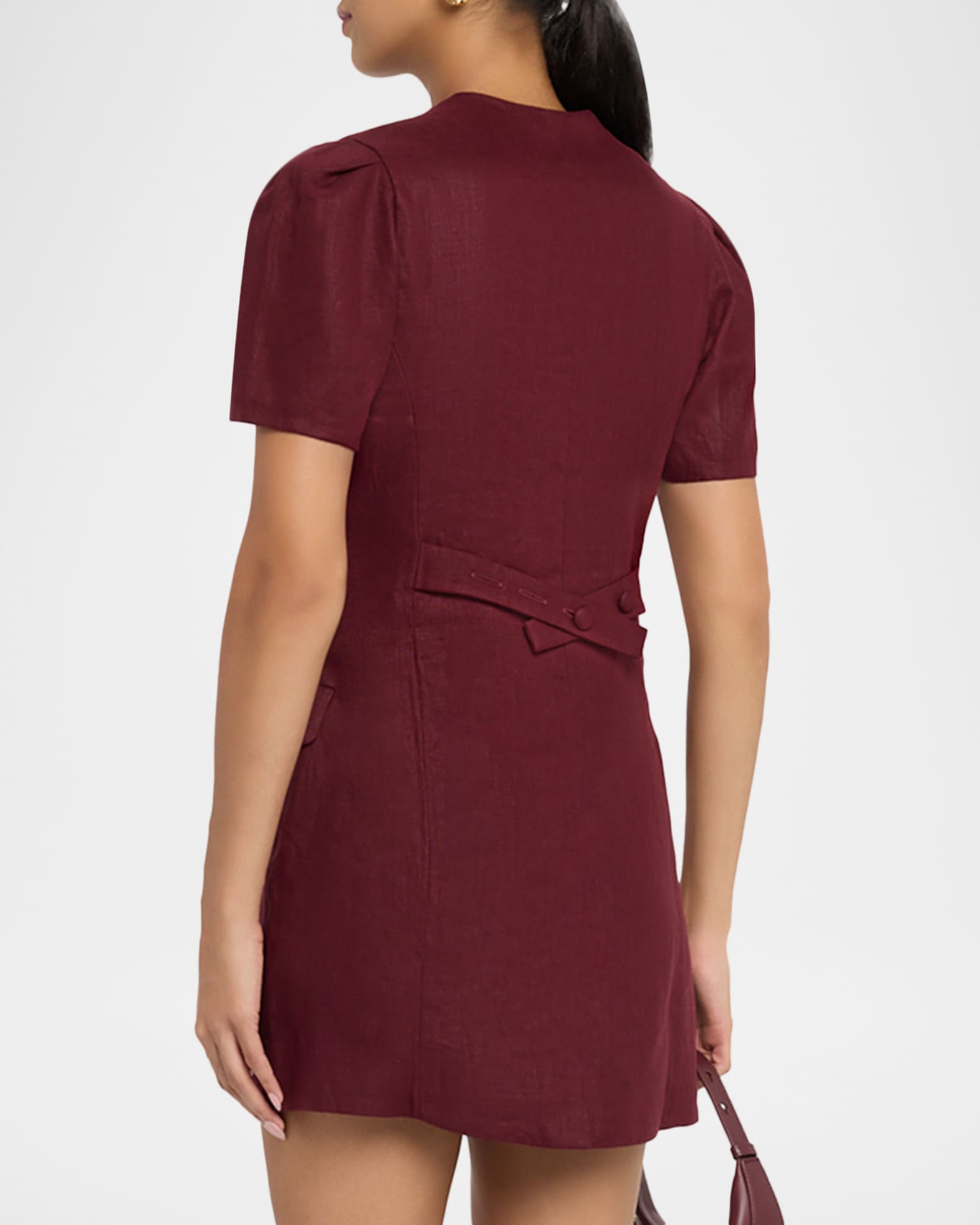 Faithfull the Brand Emma Button-Front Linen Mini Dress | Neiman Marcus