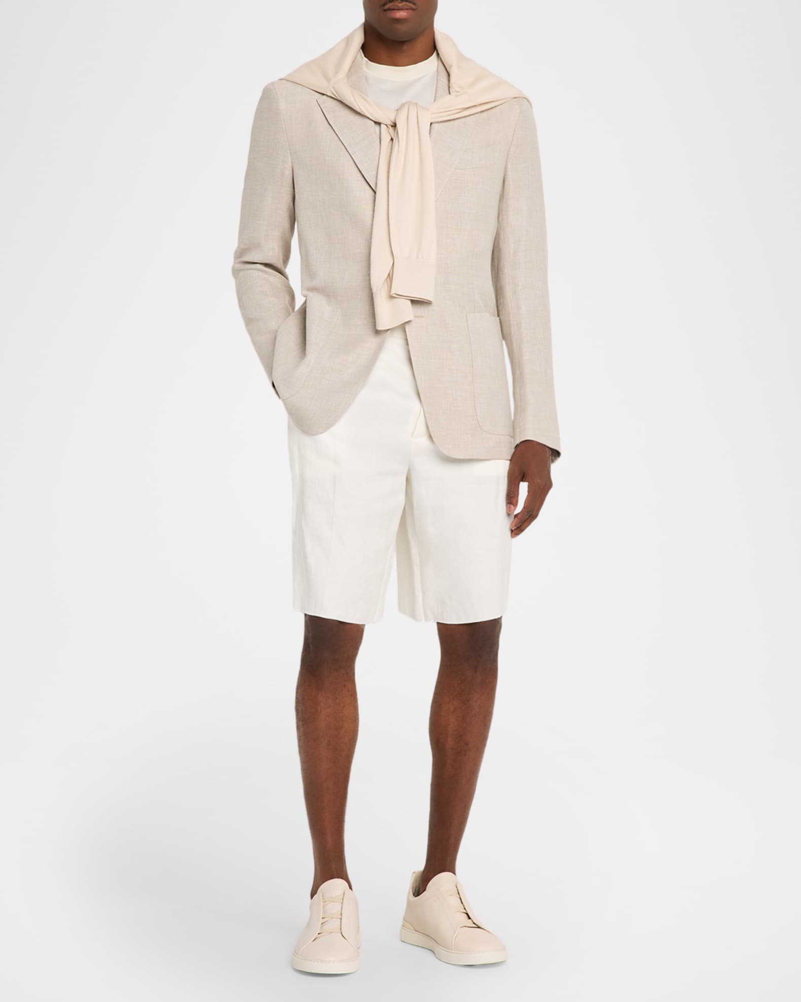 ZEGNA Men's Crossover Linen and Wool Single-Breasted Sport Coat
