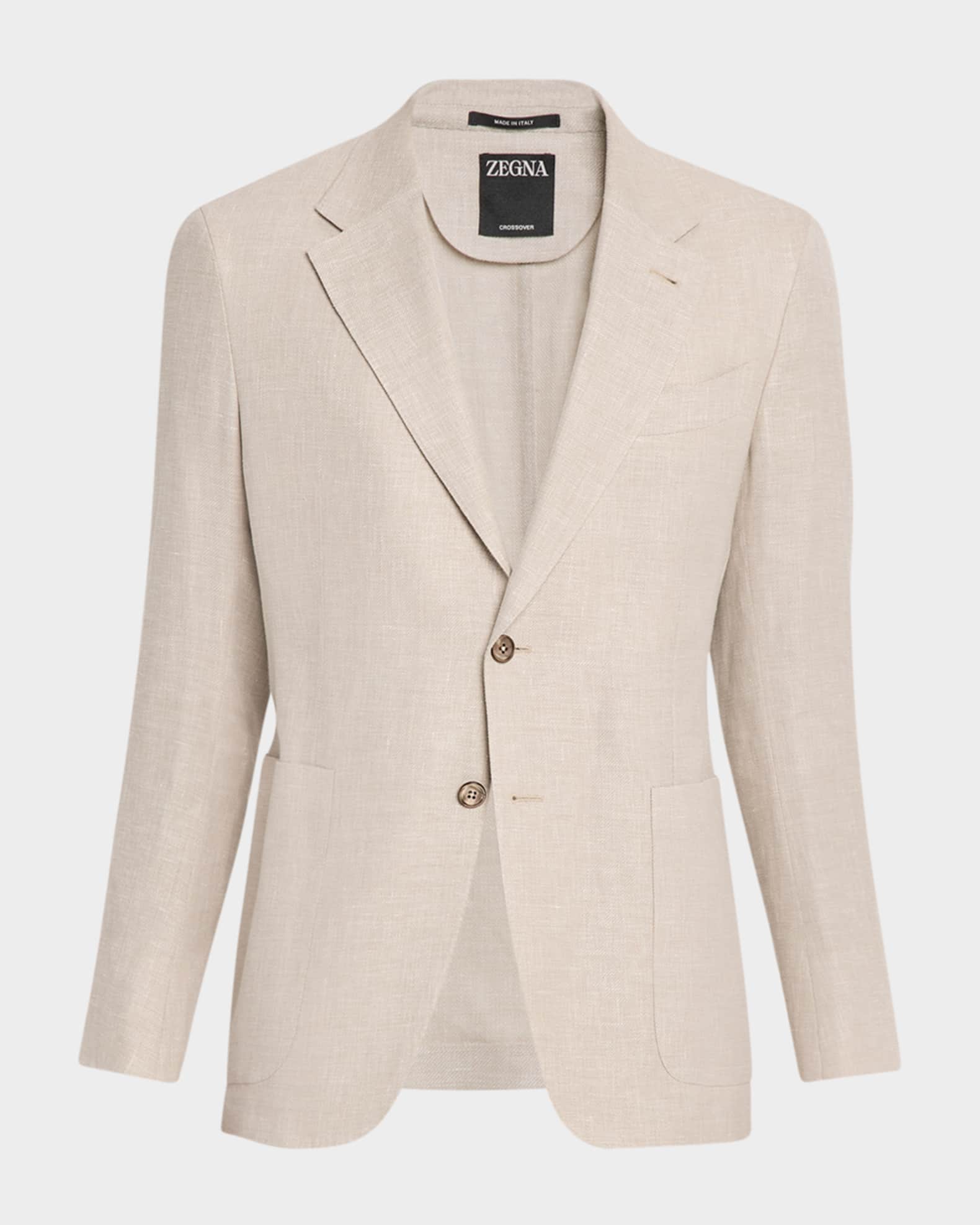 ジ*ン様 Zegna Sport MICROCOTTONジャケット ベージュL ZEGNA Men's Crossover Linen and Wool Single-Breasted Sport Coat