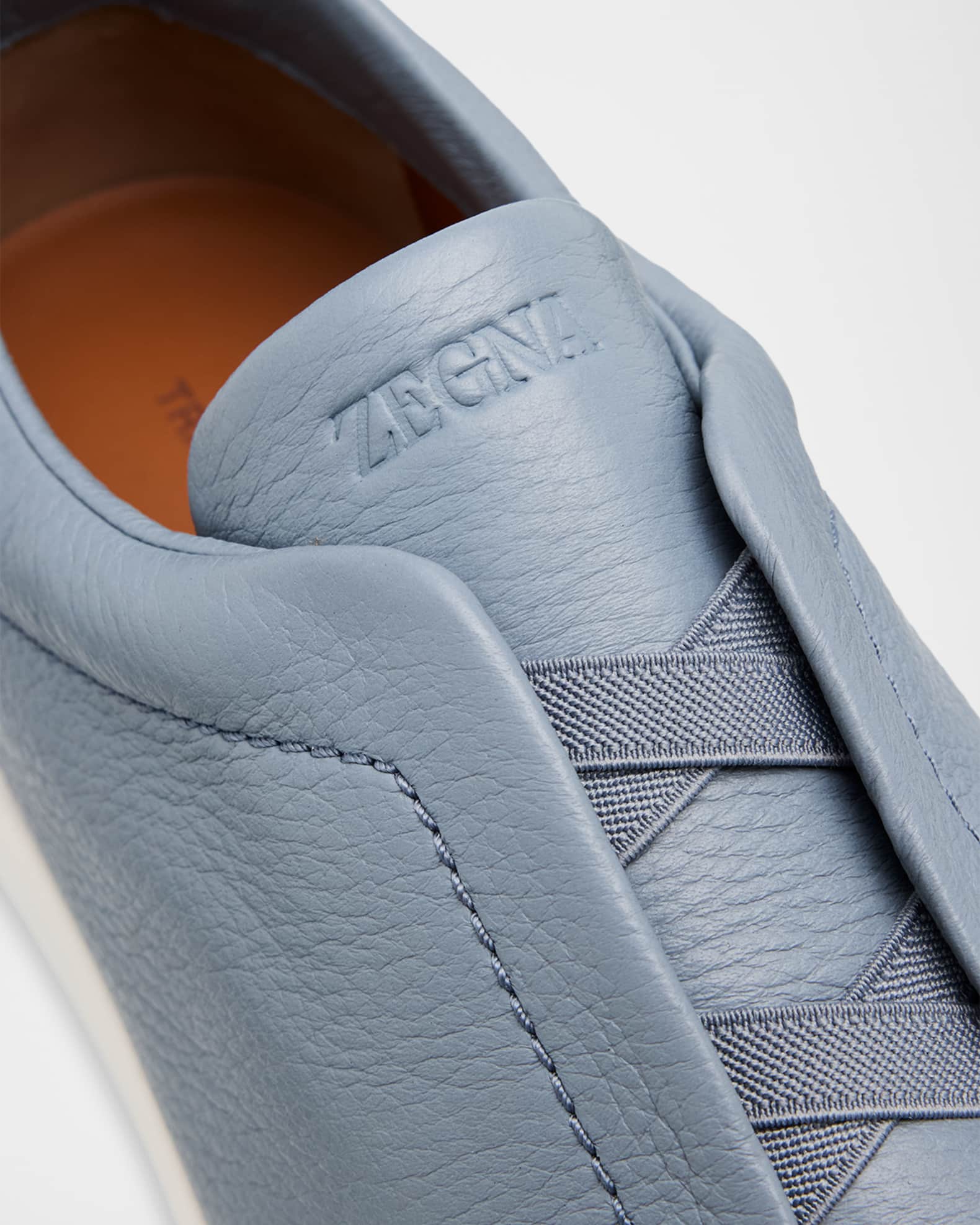 ★Star③★ ZEGNA Men's Triple Stitch Secondskin Leather Low-Top Sneakers