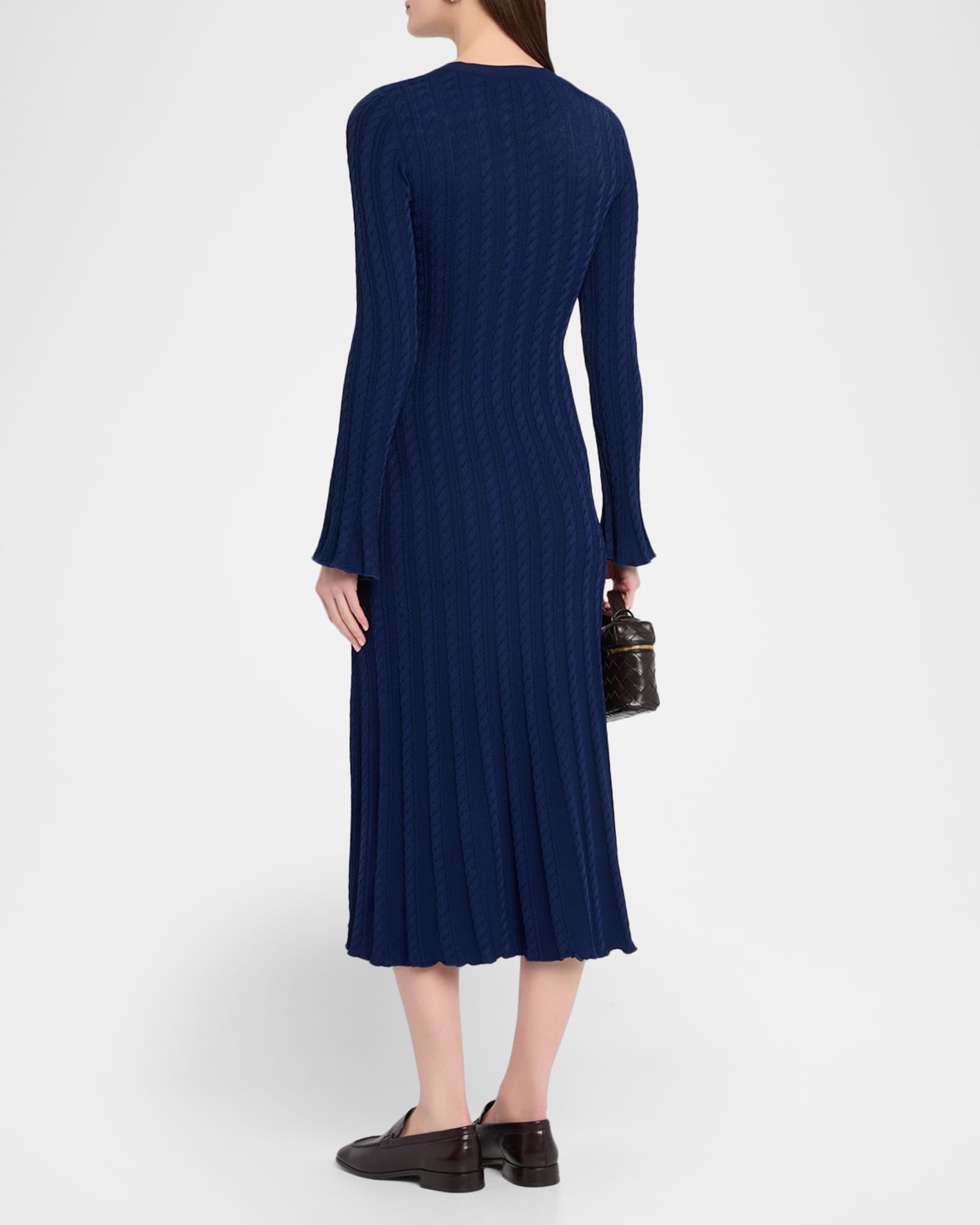 Alice + Olivia Rhea Cable-Knit Midi Dress, Blue, Women's, S, Casual & Work Dresses Knit Dresses