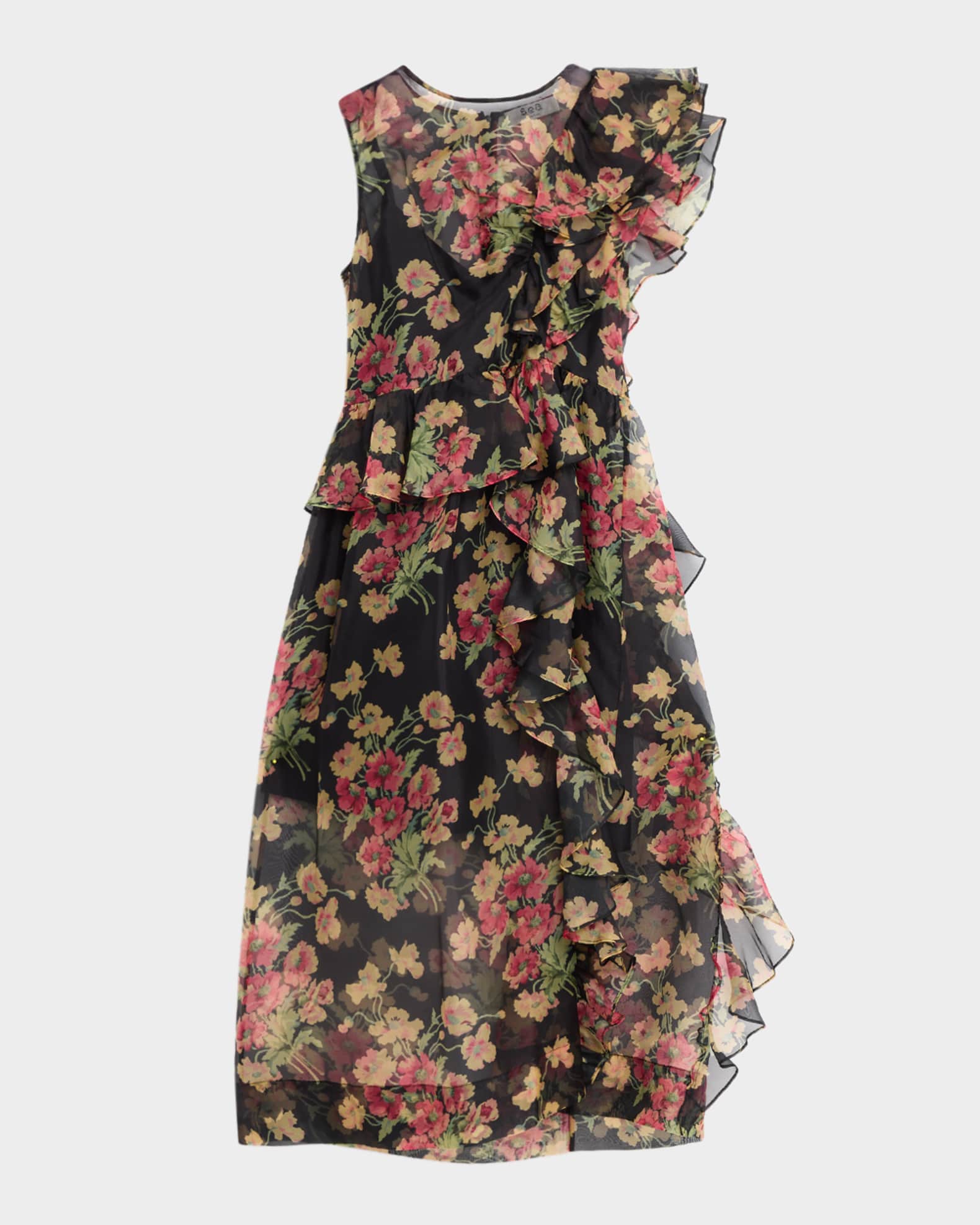 Sea Cornelia Floral Organza Midi Dress | Neiman Marcus