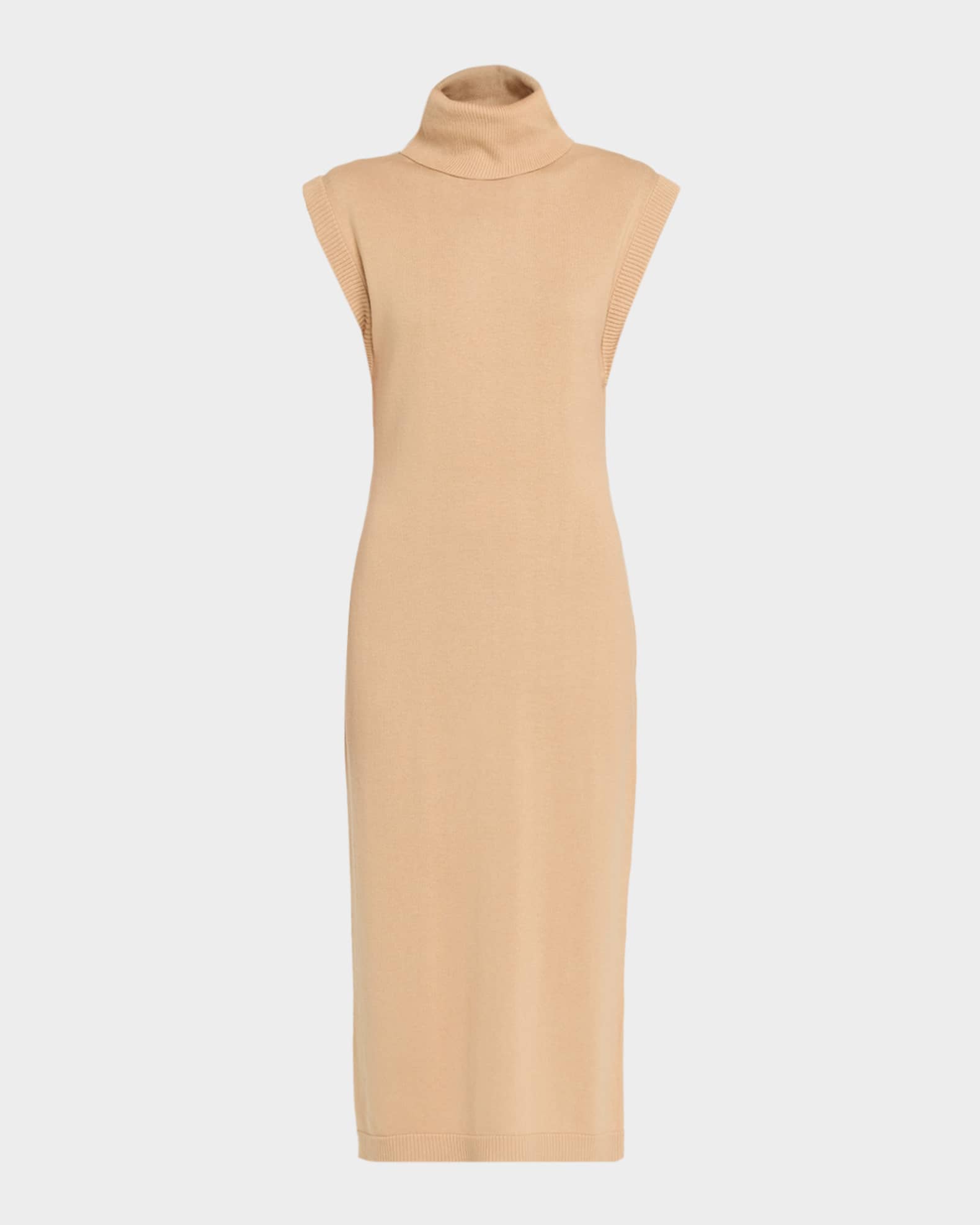 Simkhai Cashmere-Cotton Sleeveless Sweater Dress, Light Camel, Women's, M, Casual & Work Dresses Sweater Dresses
