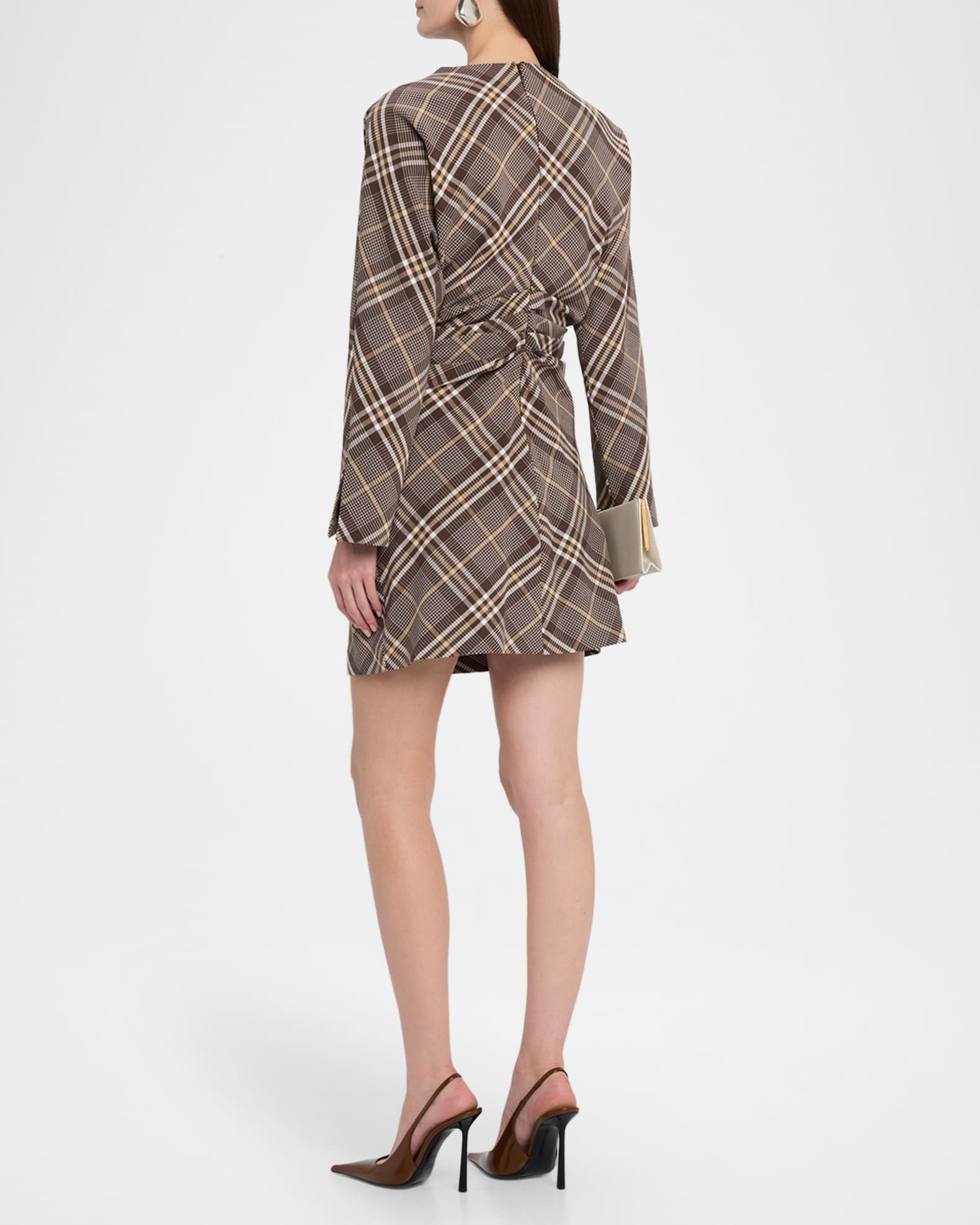 Simkhai Women's Harpor Plaid Cowlneck Minidress - Chocolate - Size 00