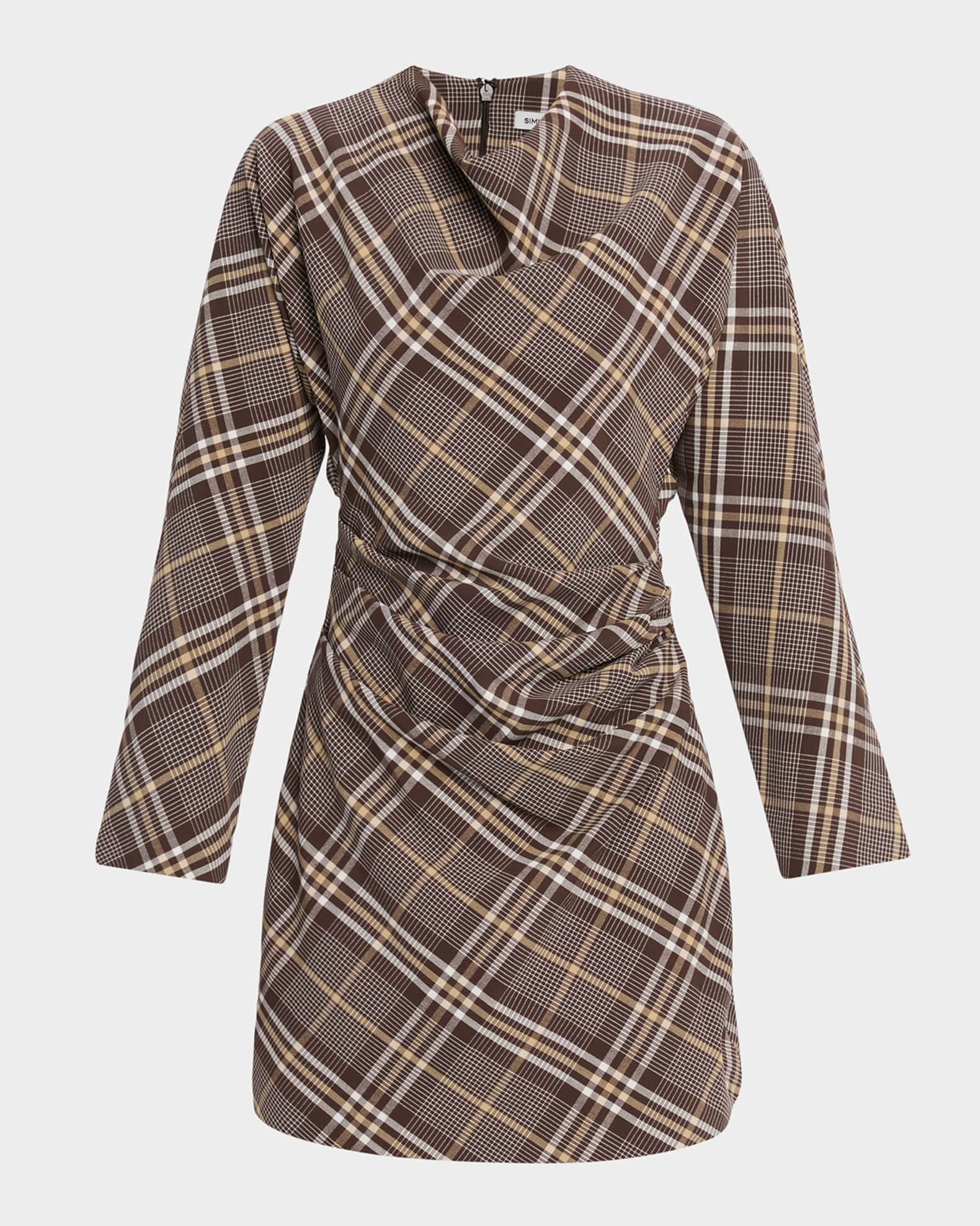 SIMKHAI Harpor Satin Long-Sleeve Mini Dress | Neiman Marcus