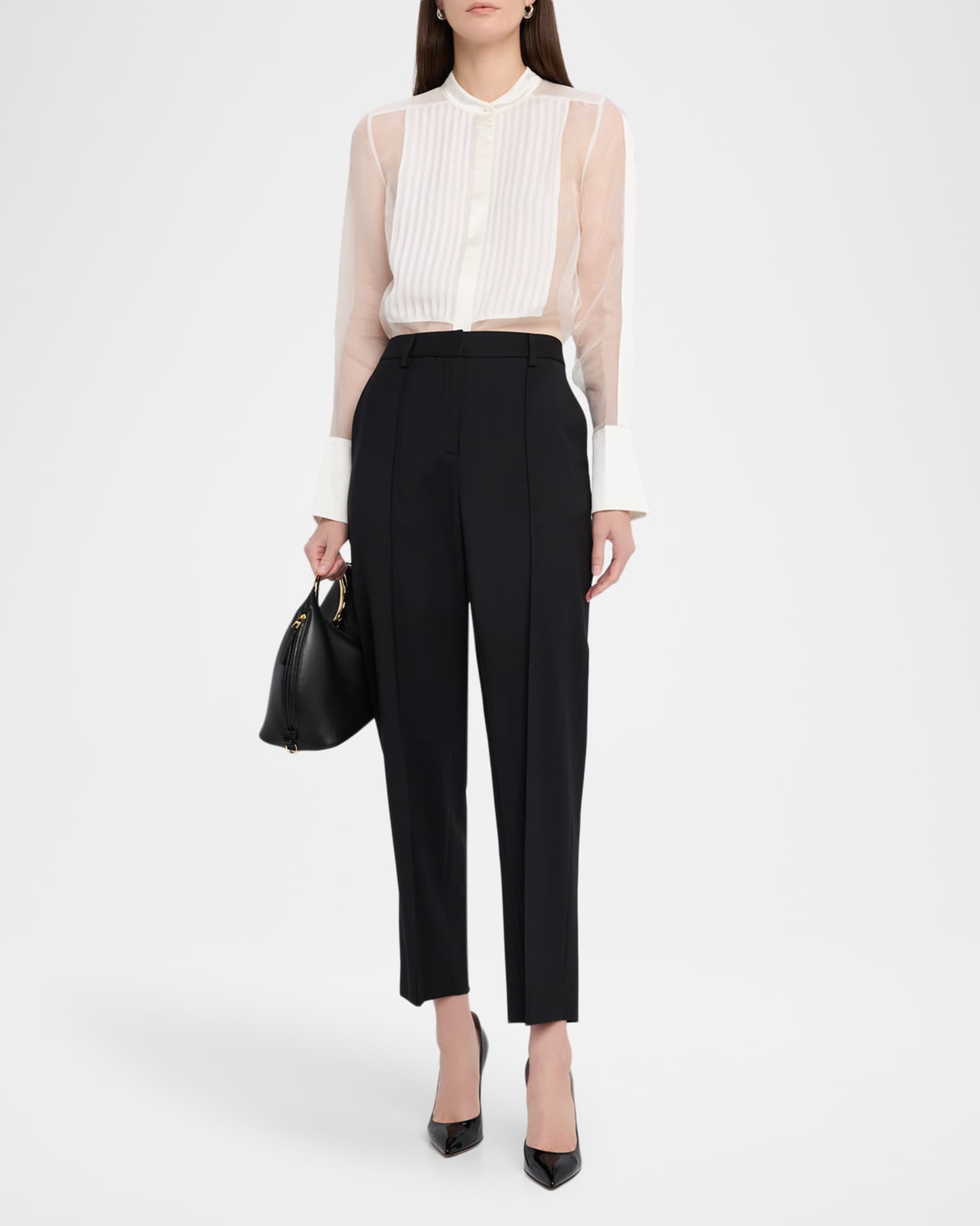 TWP Peyton Sheer Tuxedo Button-Front Shirt | Neiman Marcus