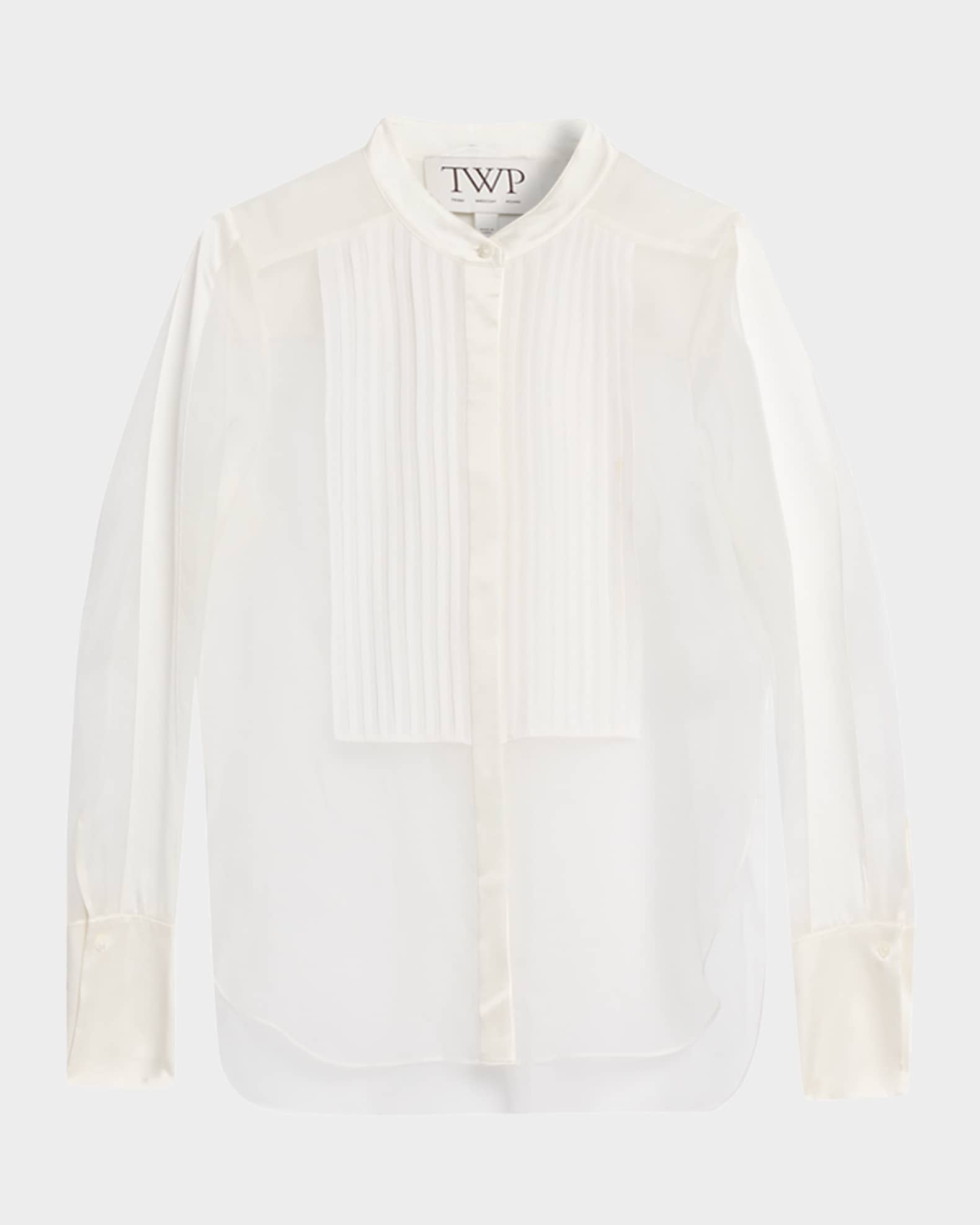 トップス ton TWP Peyton Sheer Tuxedo Button-Front Shirt | Neiman Marcus