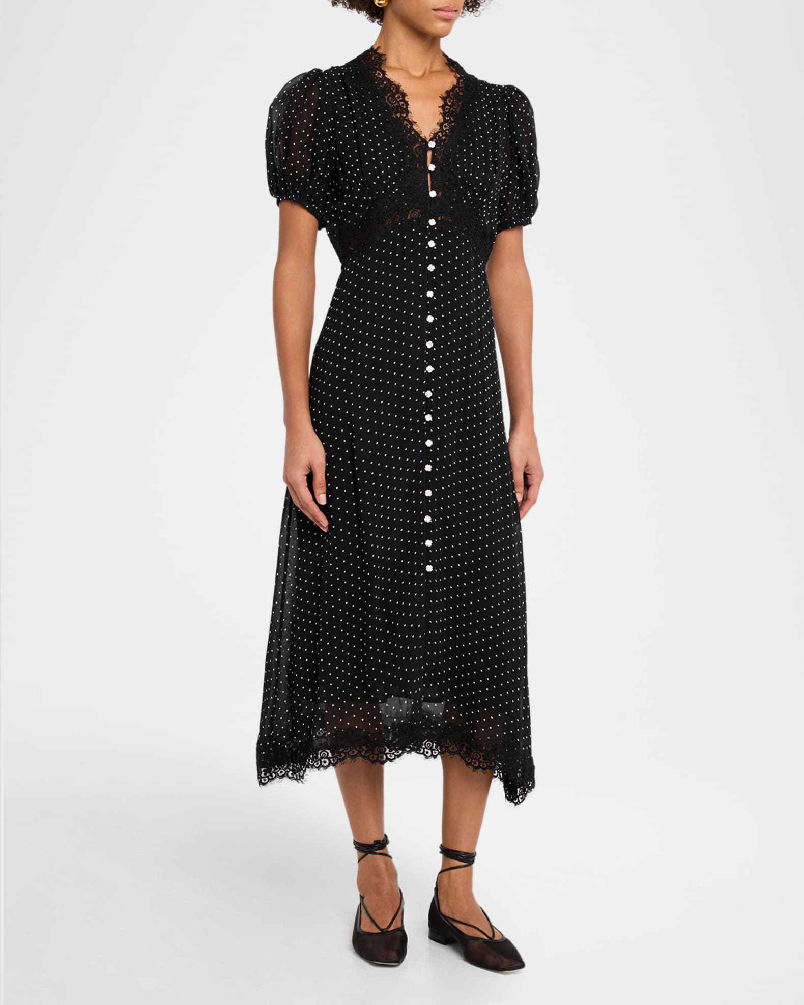 Sea Melody Polka-Dot Midi Dress | Neiman Marcus
