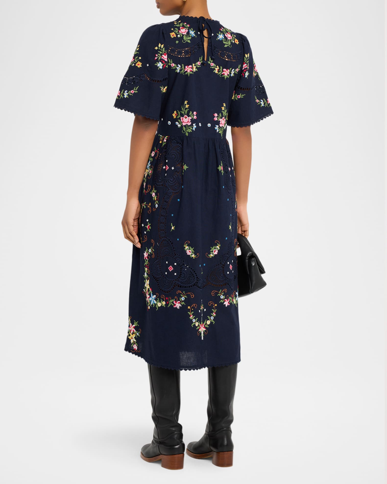 off-white sea of fish embroidered midi dress Lane Embroidered Midi Dress in Cream