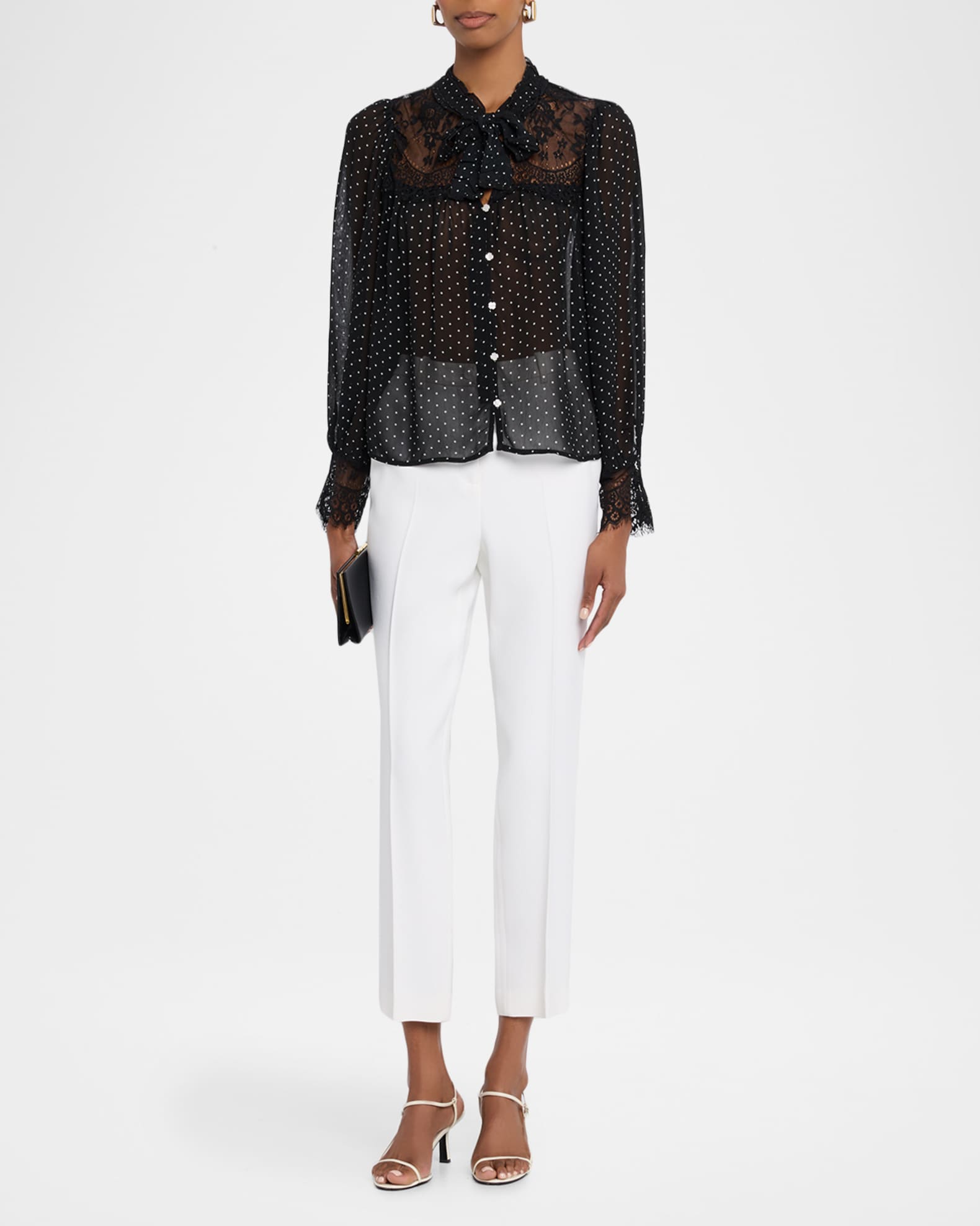 Sea Melody Sheer Polka-Dot Blouse | Neiman Marcus