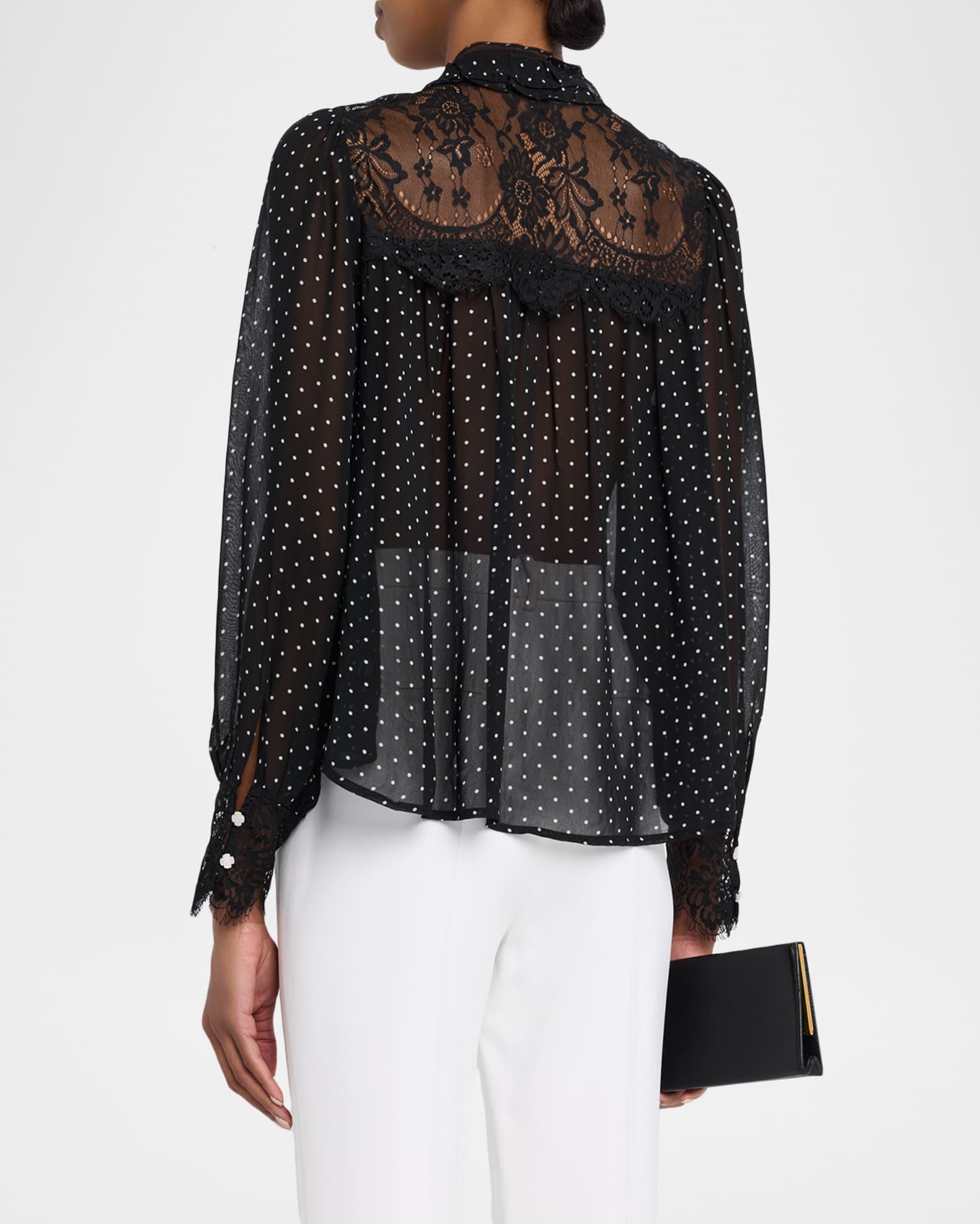 Sea Melody Sheer Polka-Dot Blouse | Neiman Marcus
