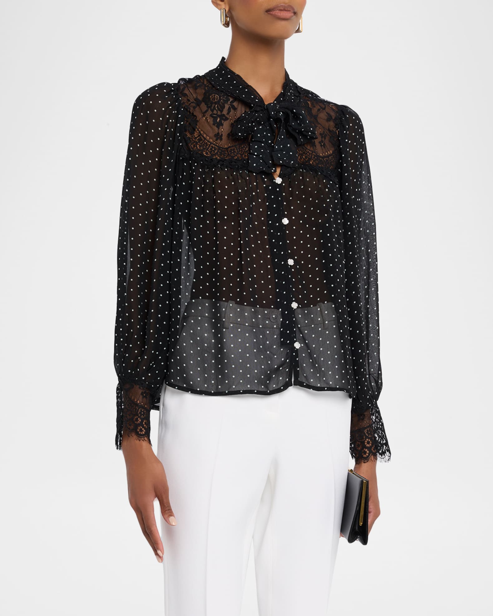Sea Melody Sheer Polka-Dot Blouse | Neiman Marcus