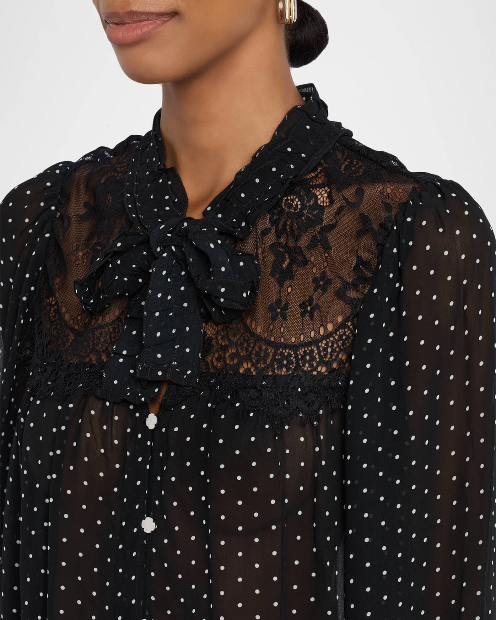 Sea Melody Sheer Polka-Dot Blouse | Neiman Marcus
