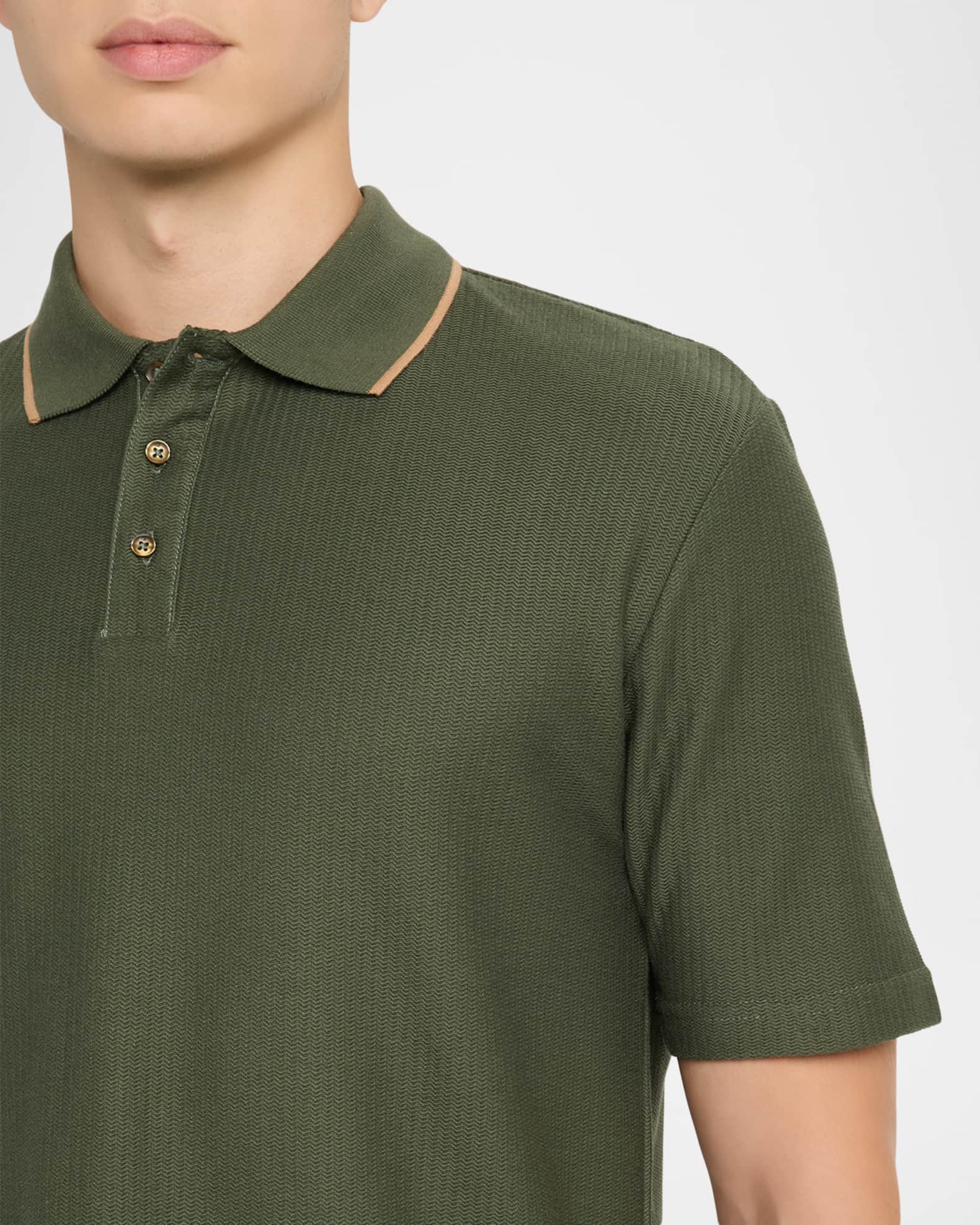 Scotch & Soda Men's Cotton Micro-Chevron Classic Fit Polo Shirt