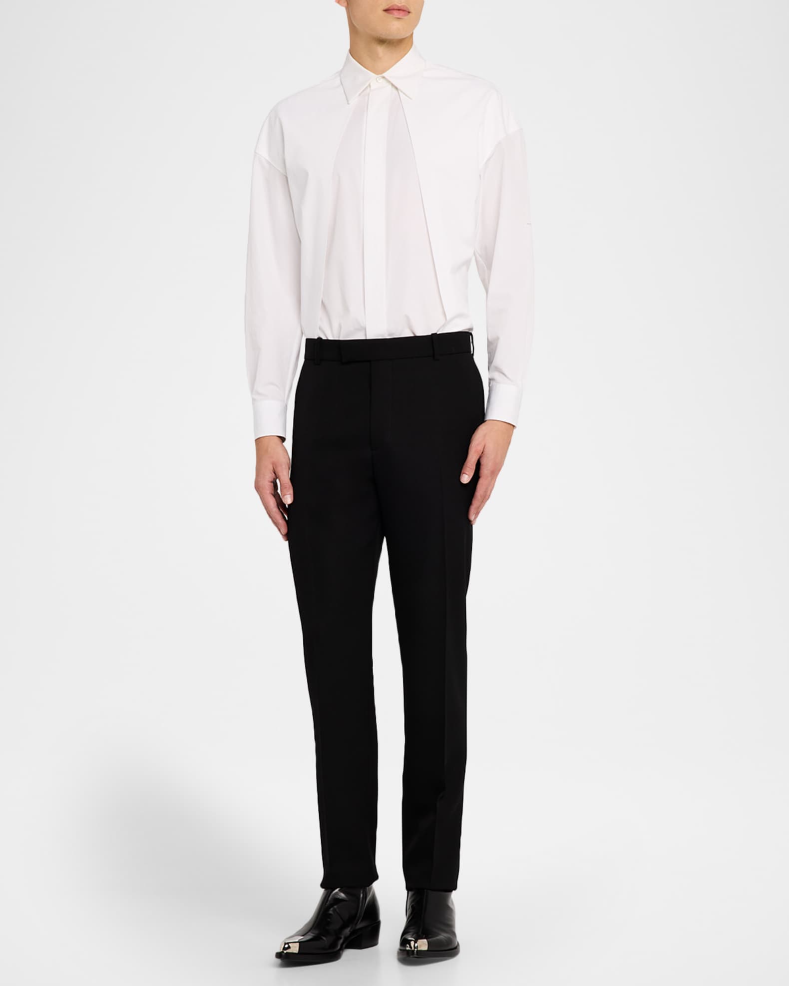 Mcqueen Men's Wool Cigarette Pants, Black, Men's, 40, Pants & Shorts Wool & Dress Pants