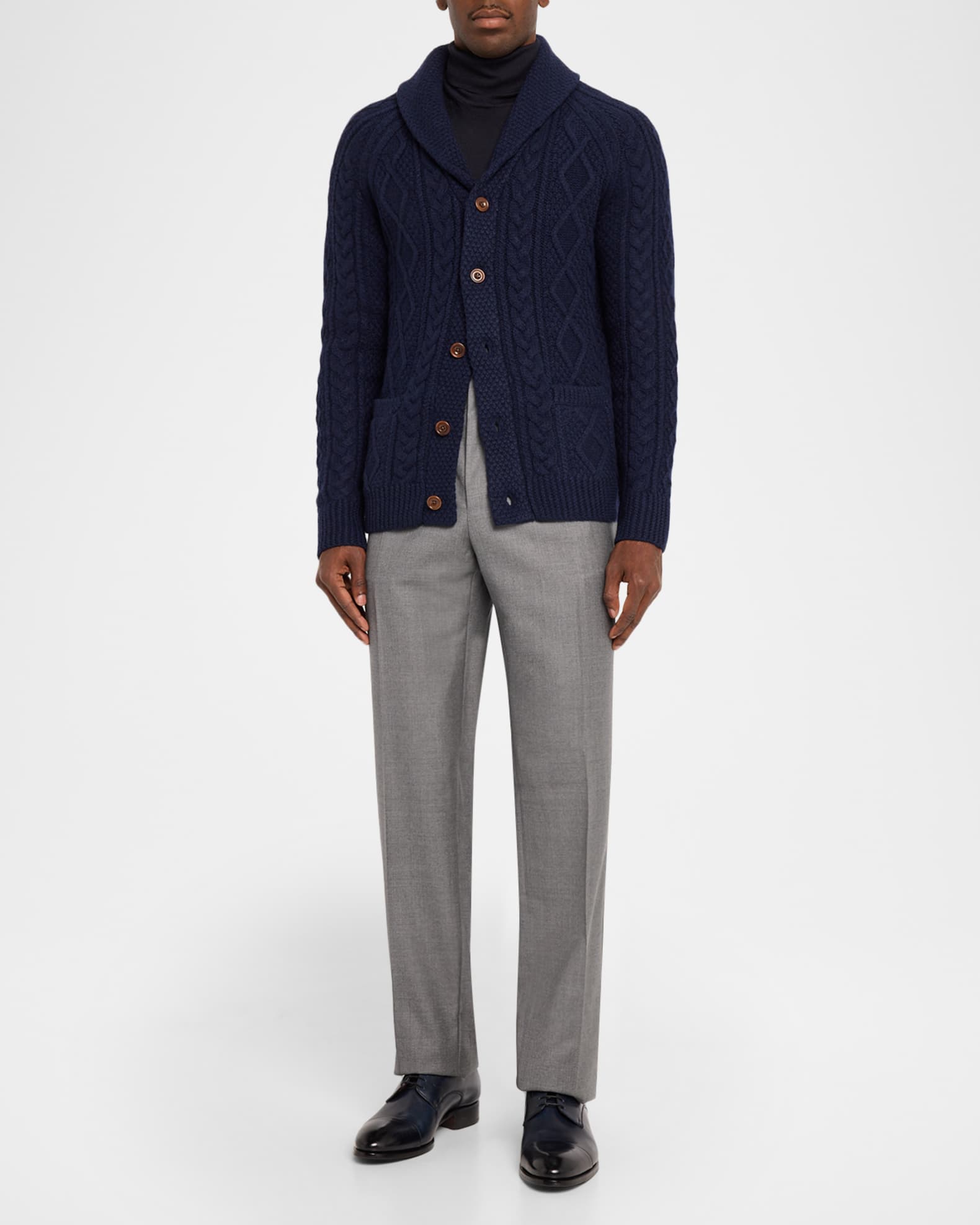 Polo Ralph Lauren Men's Suede-Patch Wool-Alpaca Cardigan | Neiman
