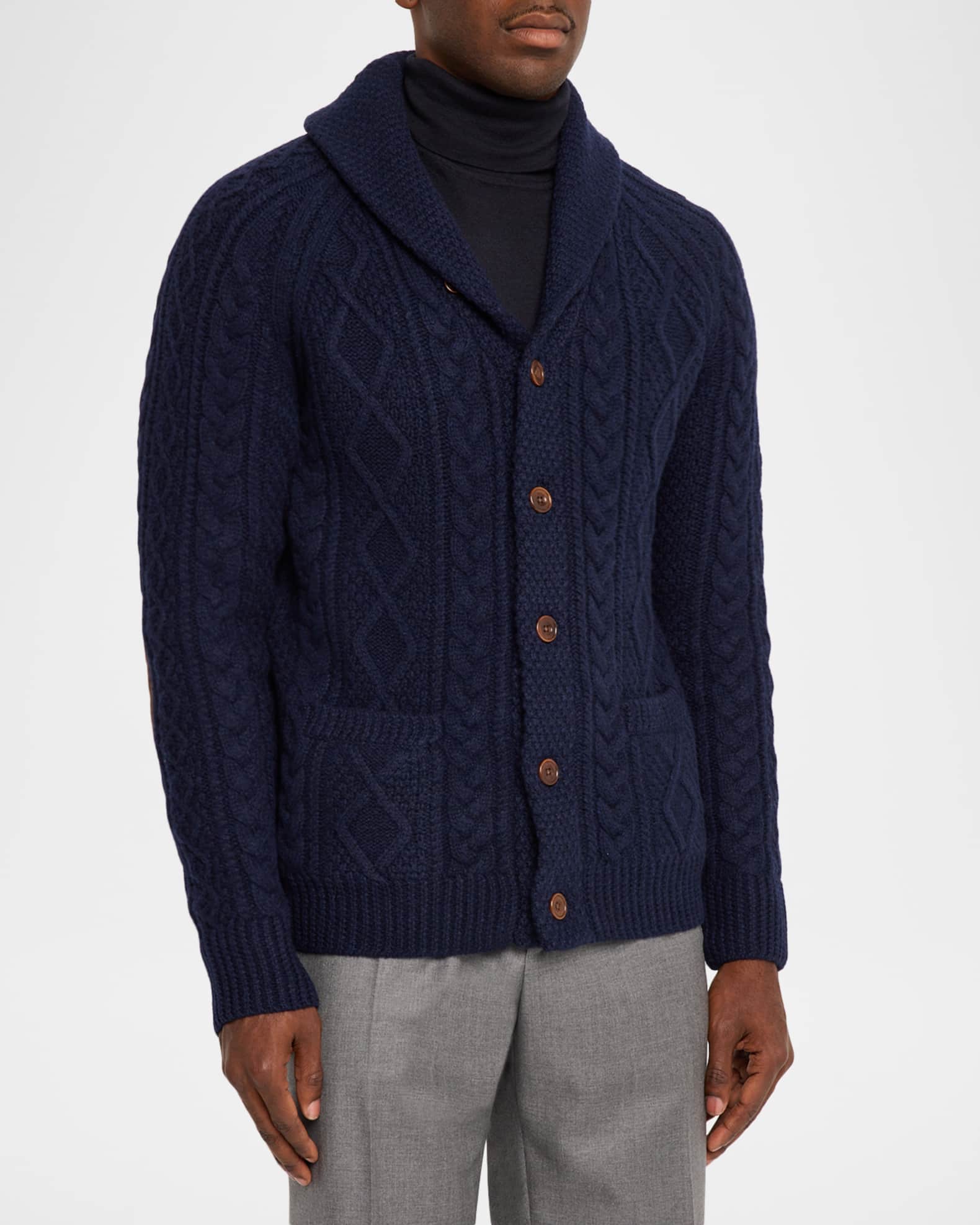 Polo Ralph Lauren Men's Suede-Patch Wool-Alpaca Cardigan | Neiman