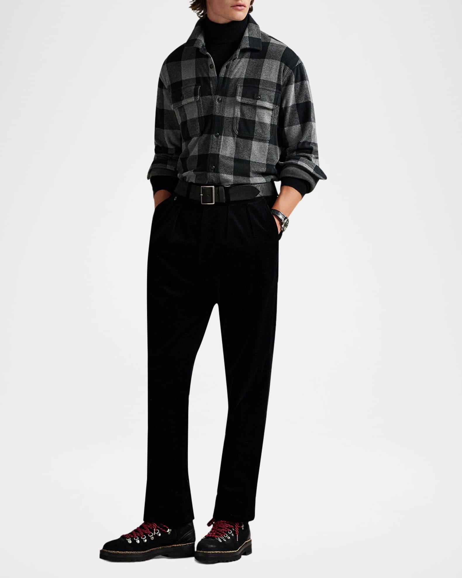 Polo Ralph Lauren Men's Flannel Knit Overshirt | Neiman Marcus