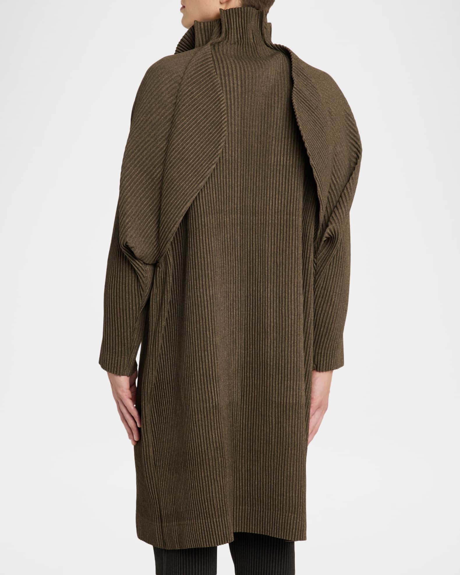 Homme Plisse Issey Miyake Men's Wool Like Light Pleated Long Coat