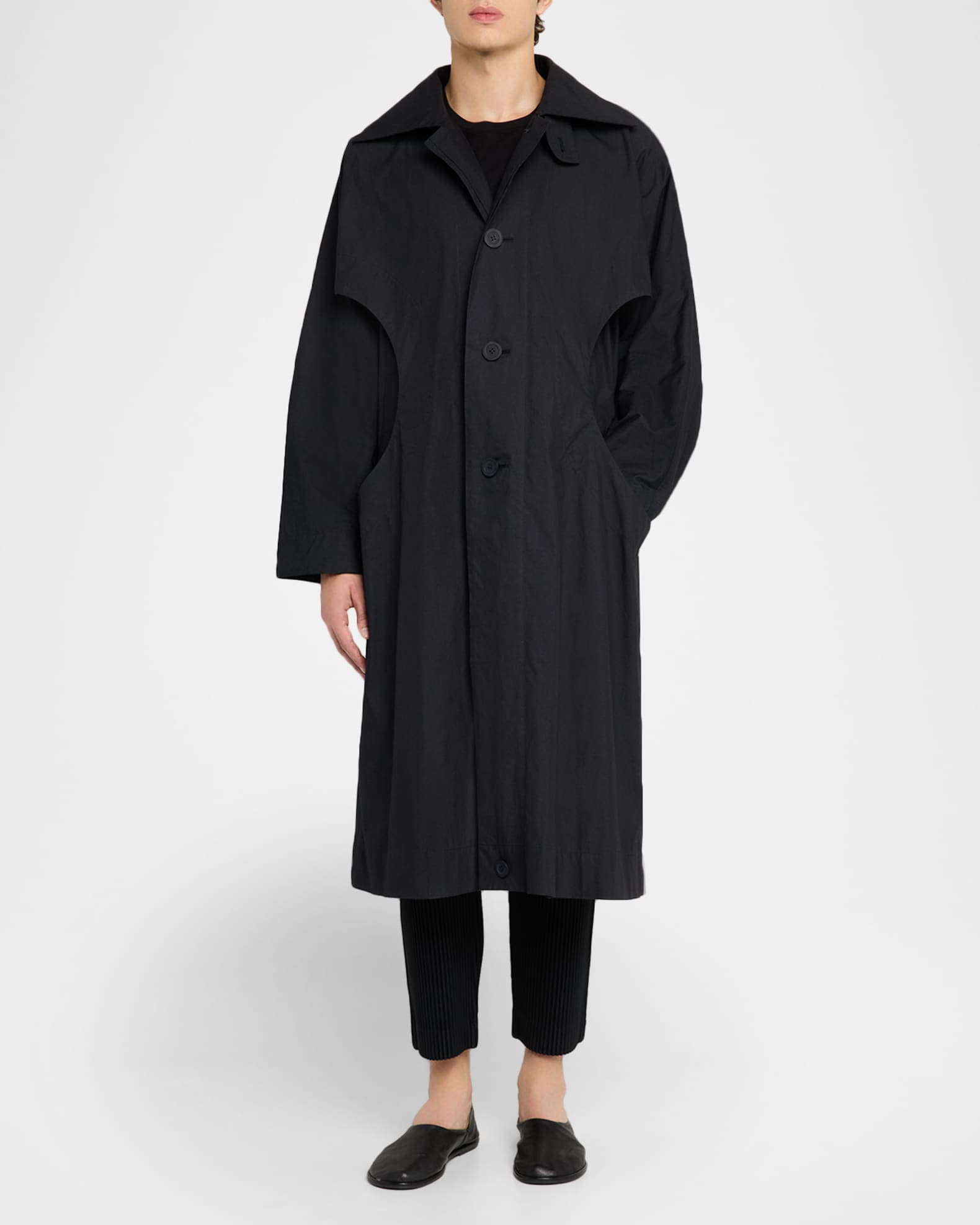 Homme Plisse Issey Miyake Men's Cavity Long Coat | Neiman Marcus