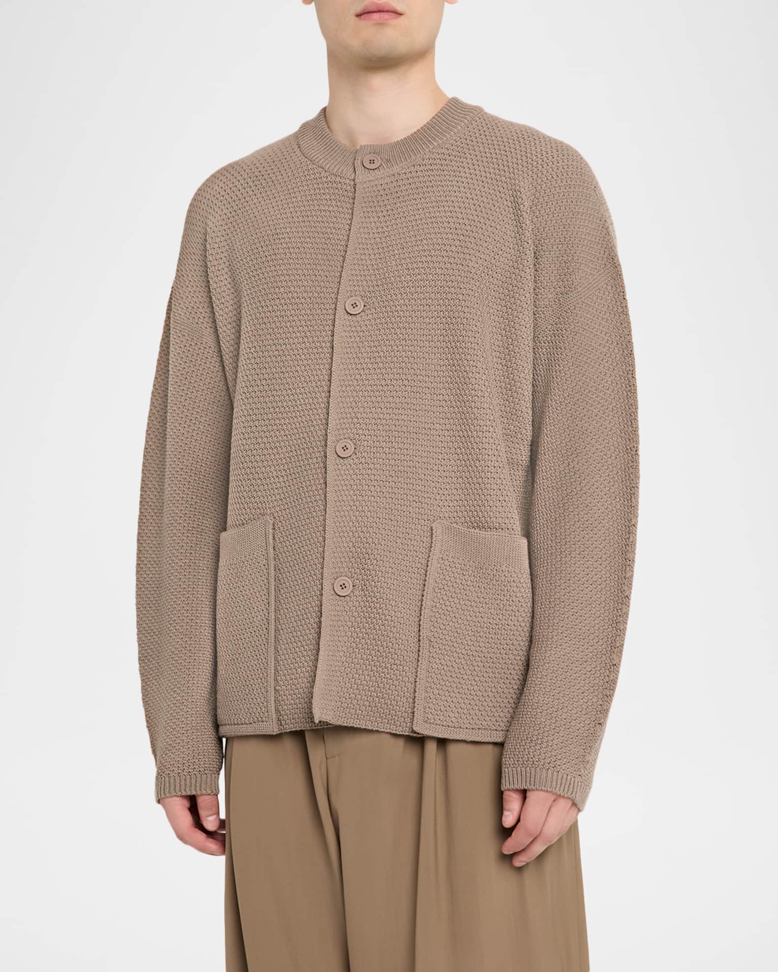 Homme Plisse Issey Miyake Men's Rustic Knit Cardigan | Neiman Marcus