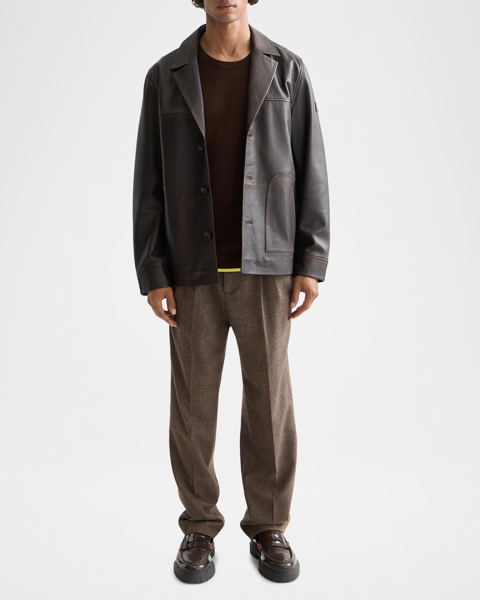 Scotch & Soda Men's Vintage-Treated Leather Blazer with Sleeve Label ...