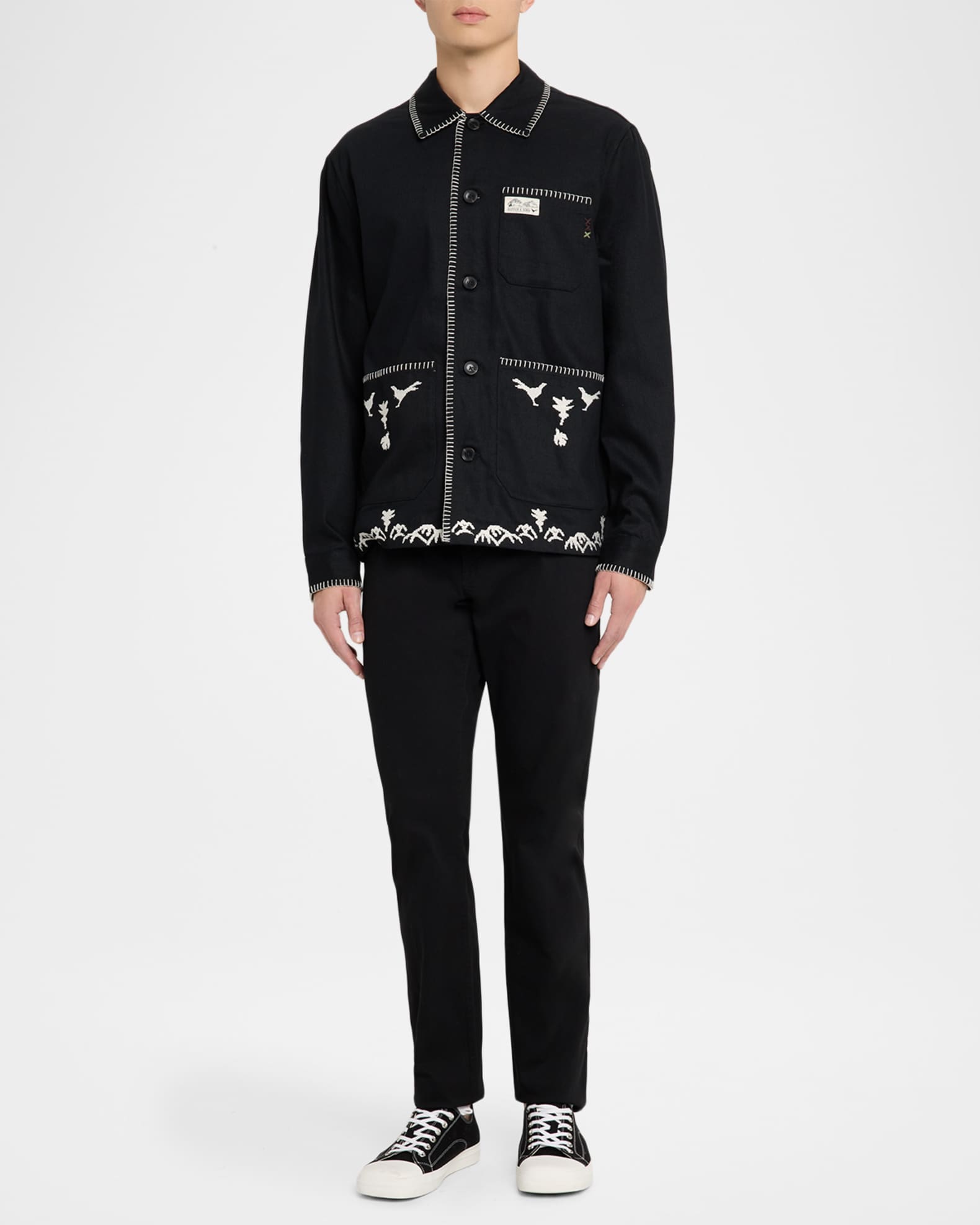 Scotch & Soda Men's Embroidered Cotton-Blend Worker Jacket