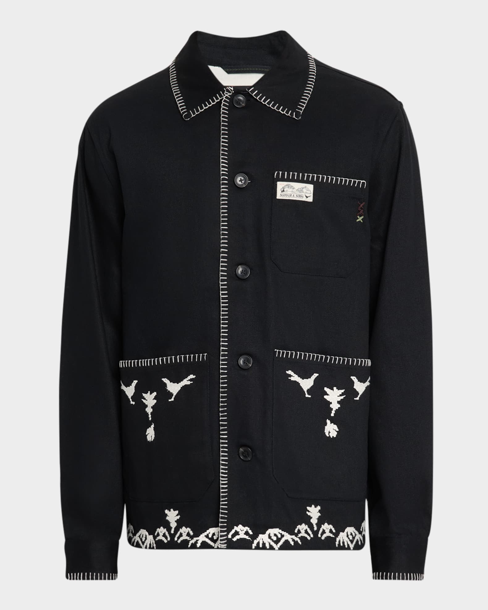 Scotch & Soda Men's Embroidered Cotton-Blend Worker Jacket