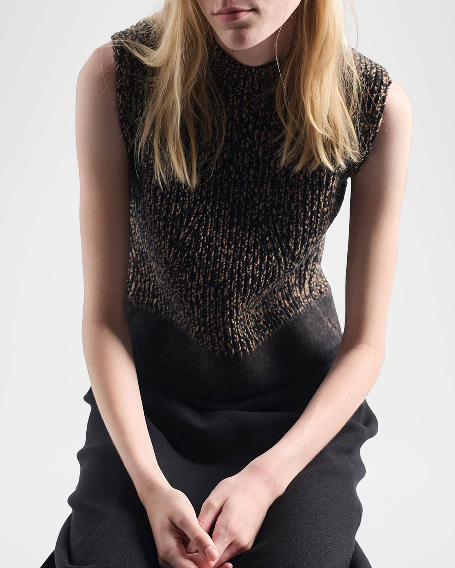 Prada Shetland Wool-Cashmere Knit Sleeveless Midi Dress | Neiman
