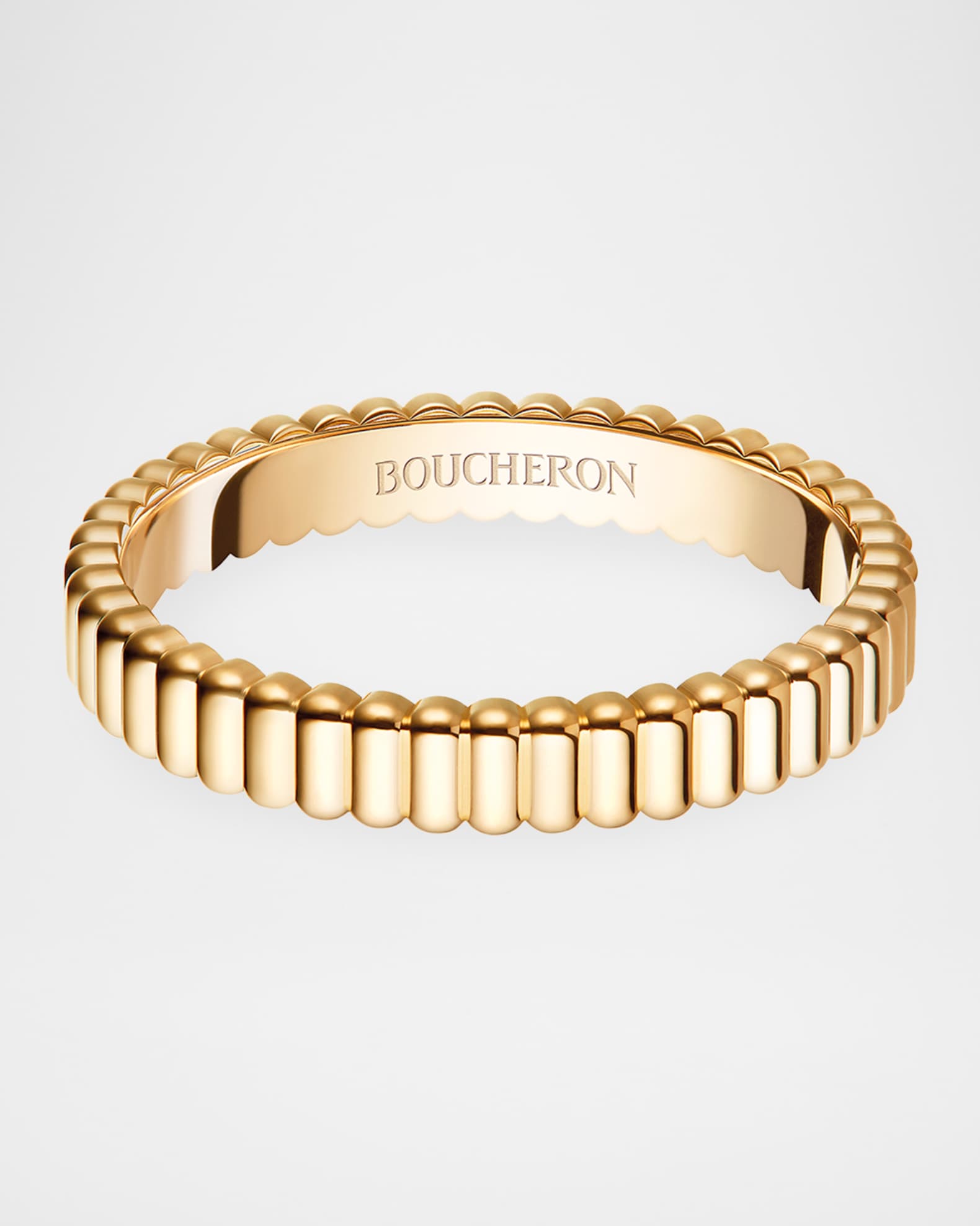 Boucheron Grosgrain 18K Yellow Gold Wedding Band, Size EU 50