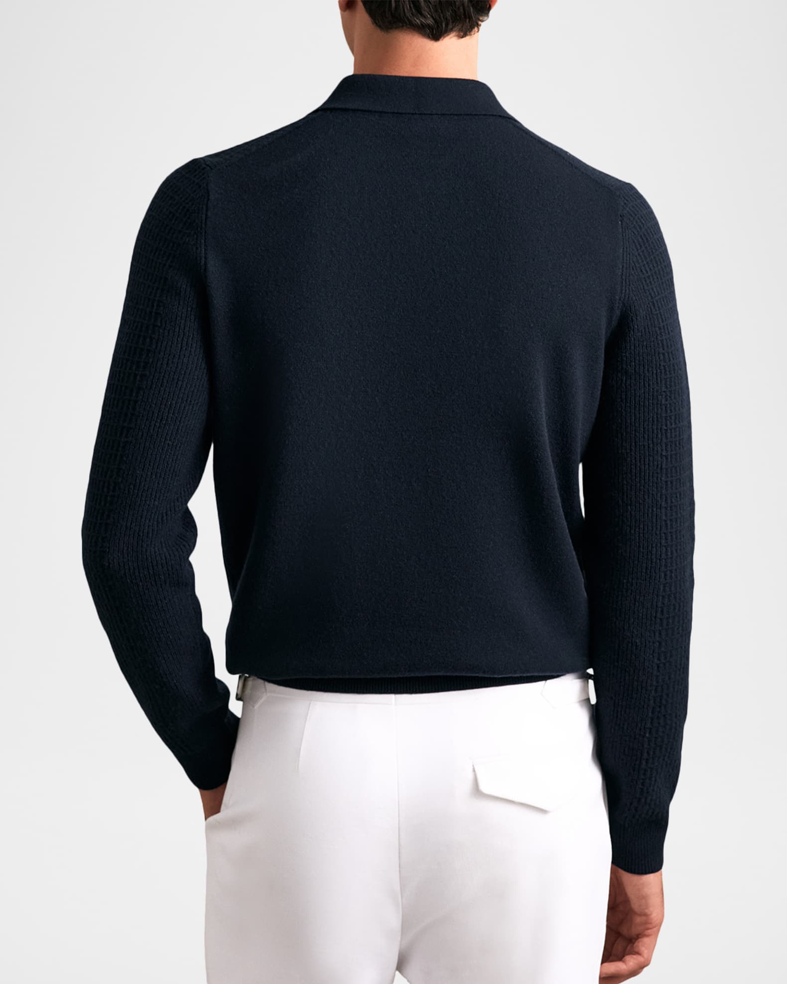 Reiss Men's Hamilton Wool Waffle-Knit Half-Zip Polo Shirt | Neiman