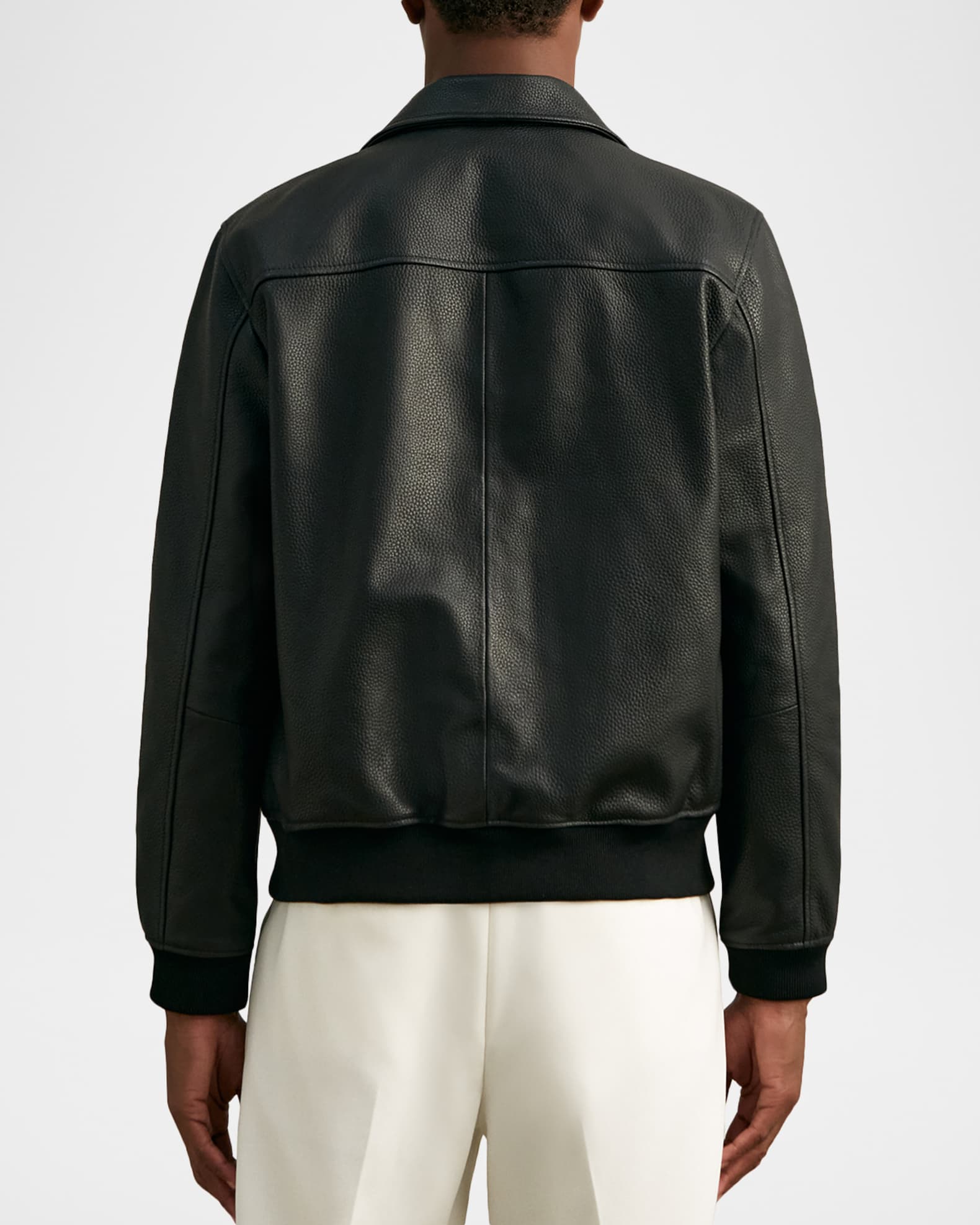 Reiss Men's Purleigh Grained Leather Full-Zip Jacket | Neiman Marcus